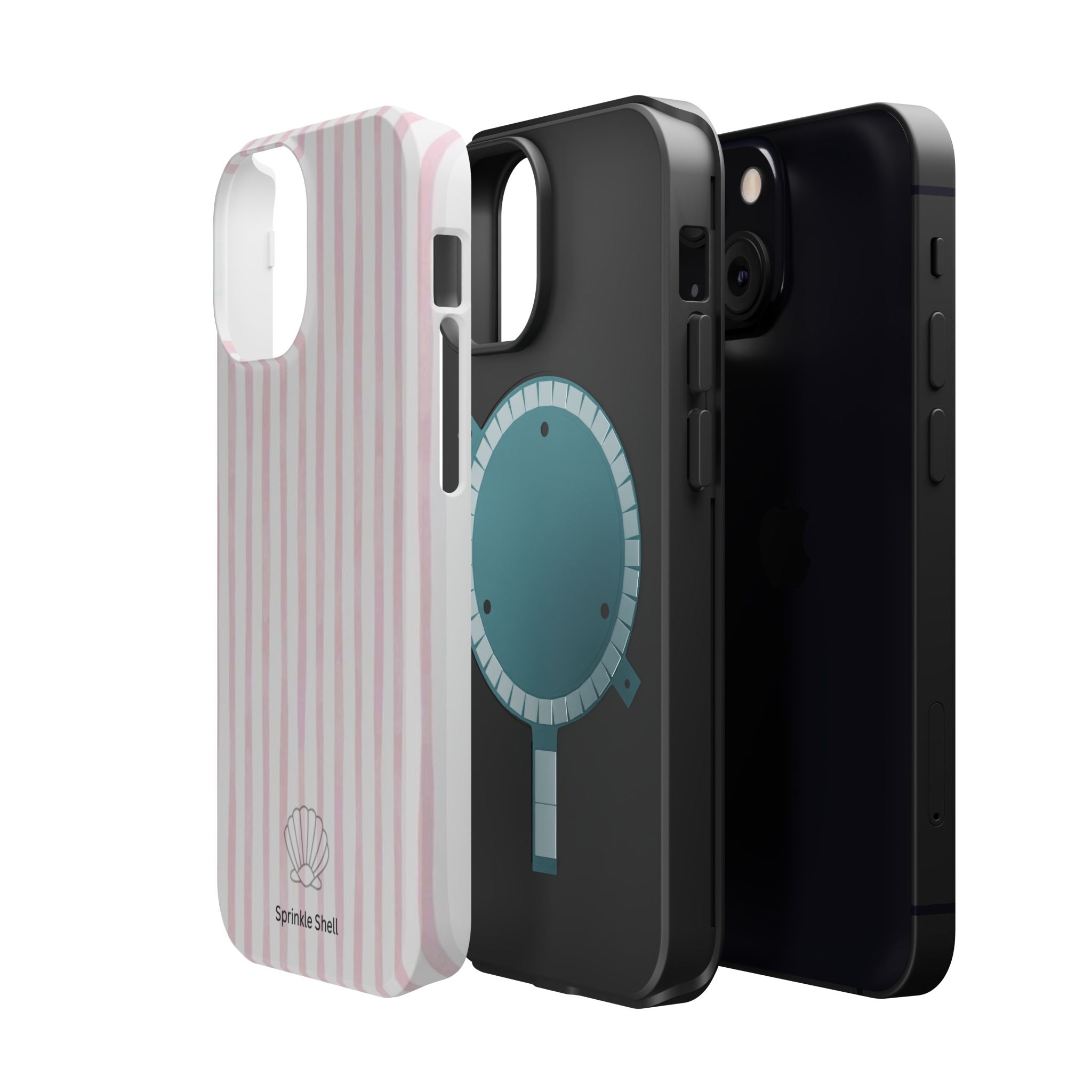 MagSafe pink and white striped case