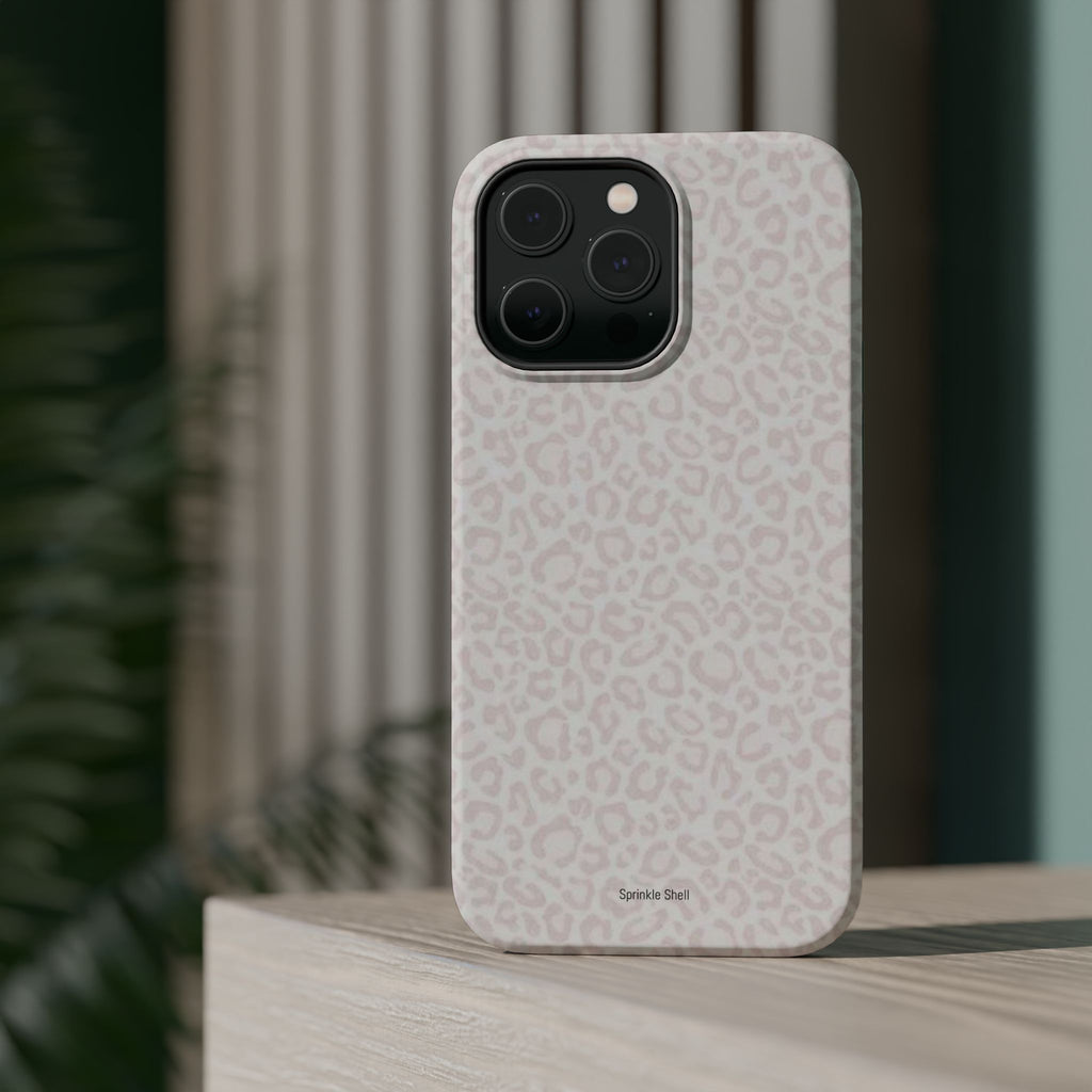 MagSafe white cheetah print case