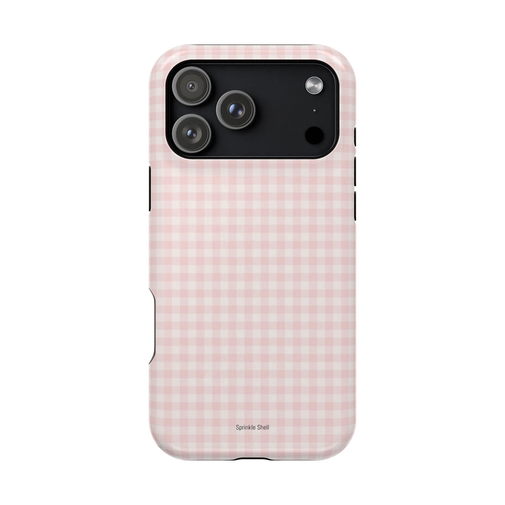 MagSafe light pink plaid case
