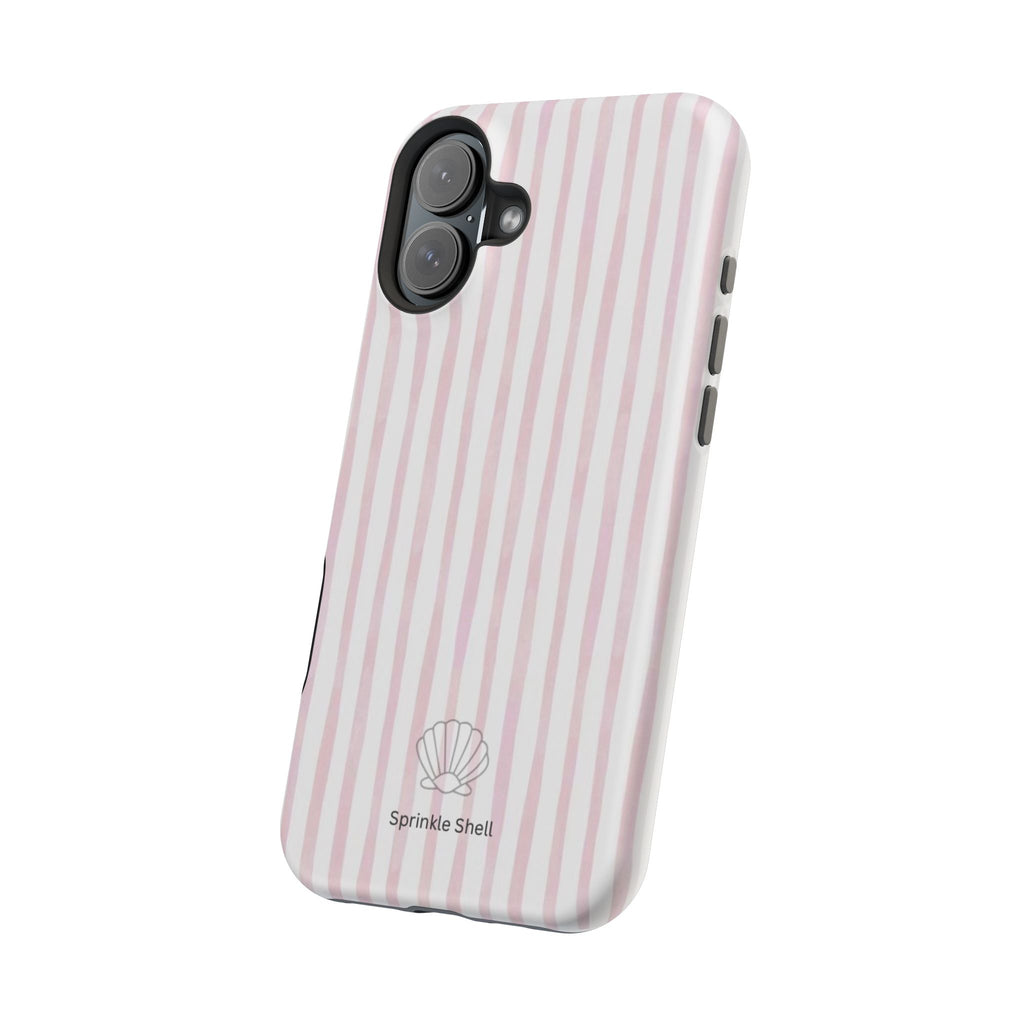 MagSafe pink and white striped case