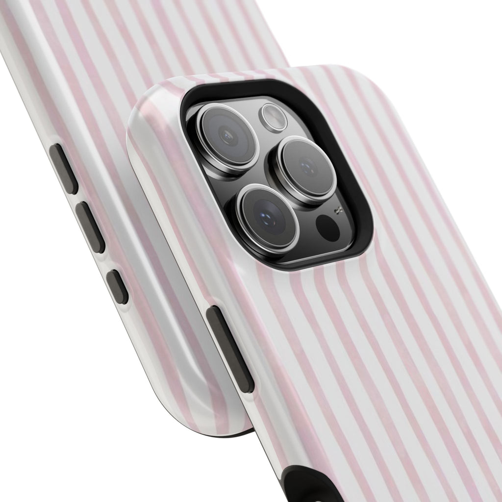 MagSafe pink and white striped case