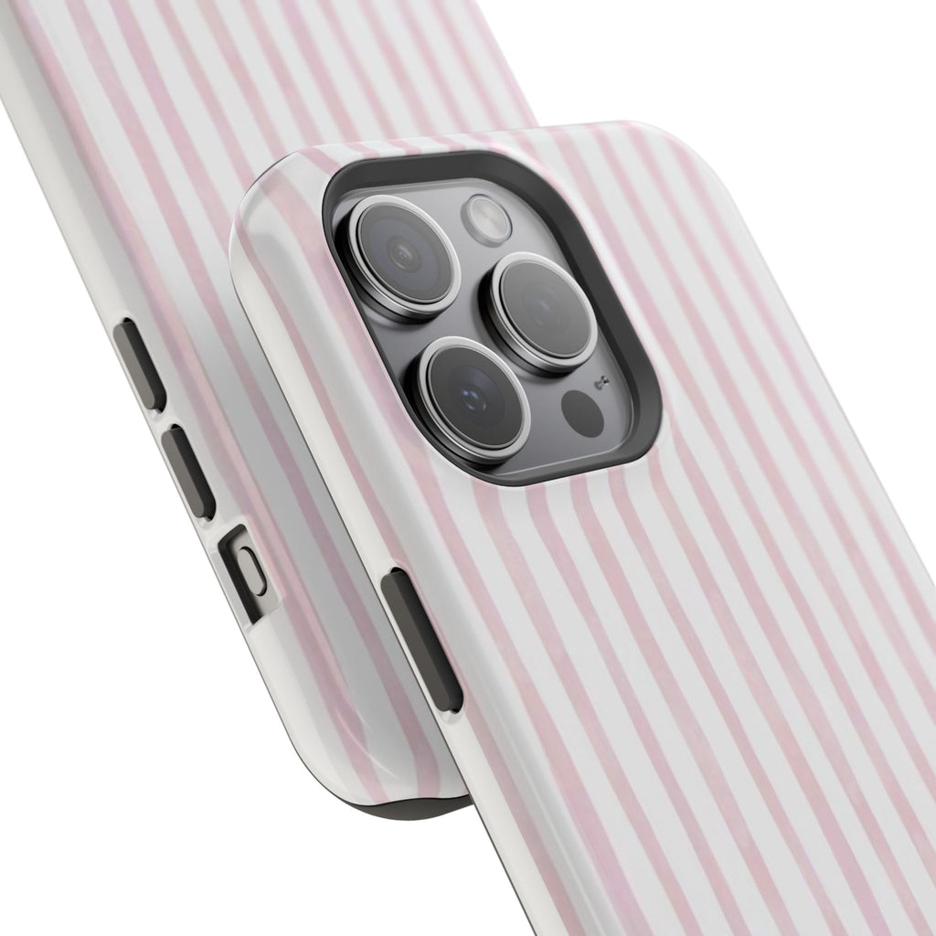 MagSafe pink and white striped case
