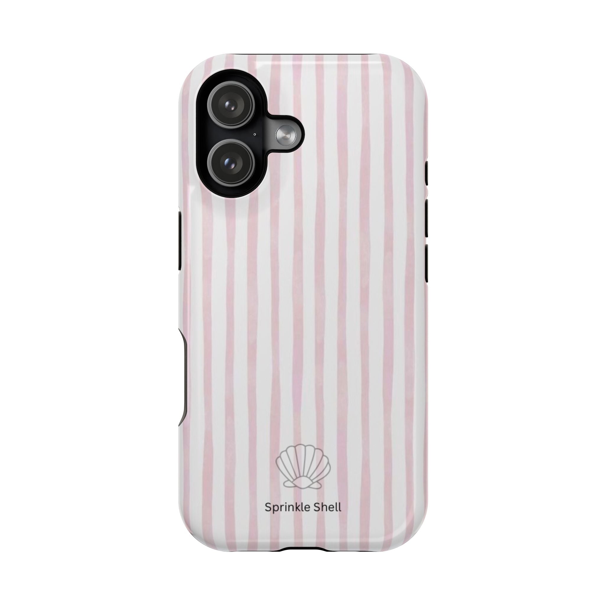MagSafe pink and white striped case