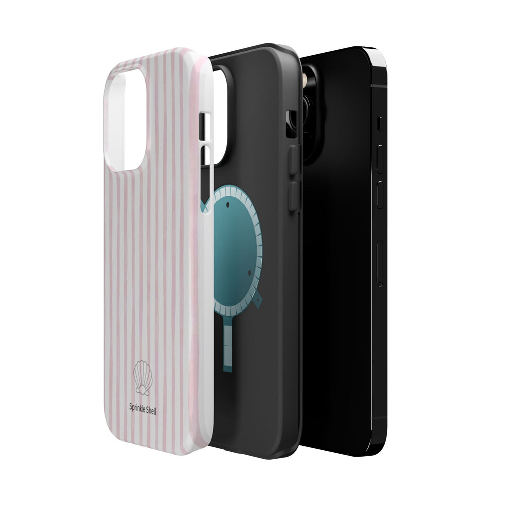 MagSafe pink and white striped case