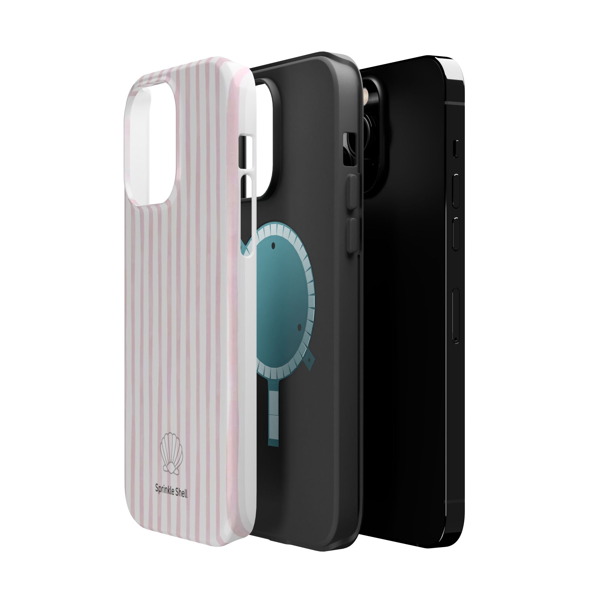 MagSafe pink and white striped case