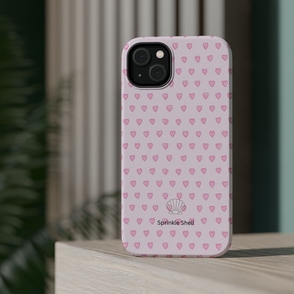 MagSafe pink hearts case