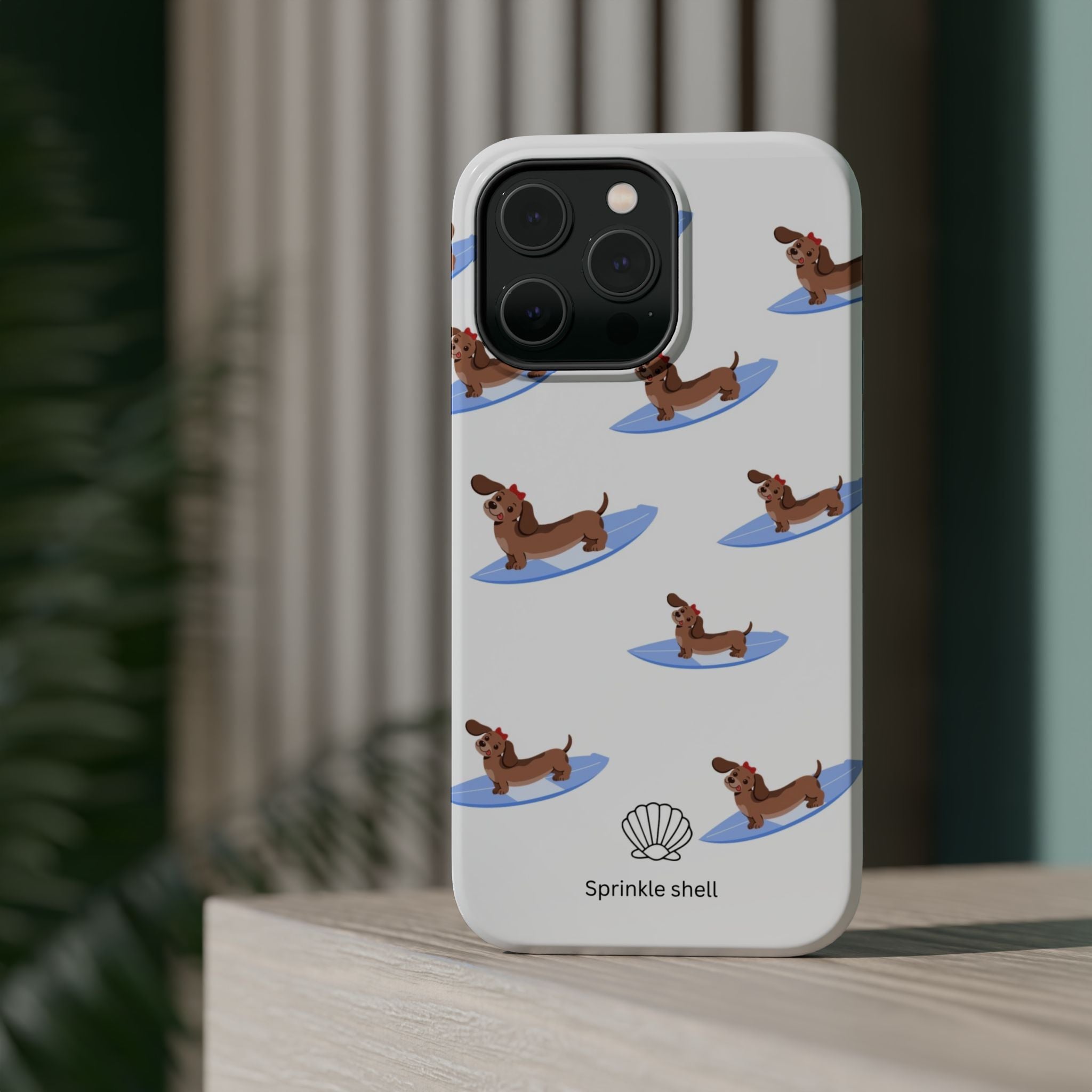 MagSafe surfing dachsund phone case
