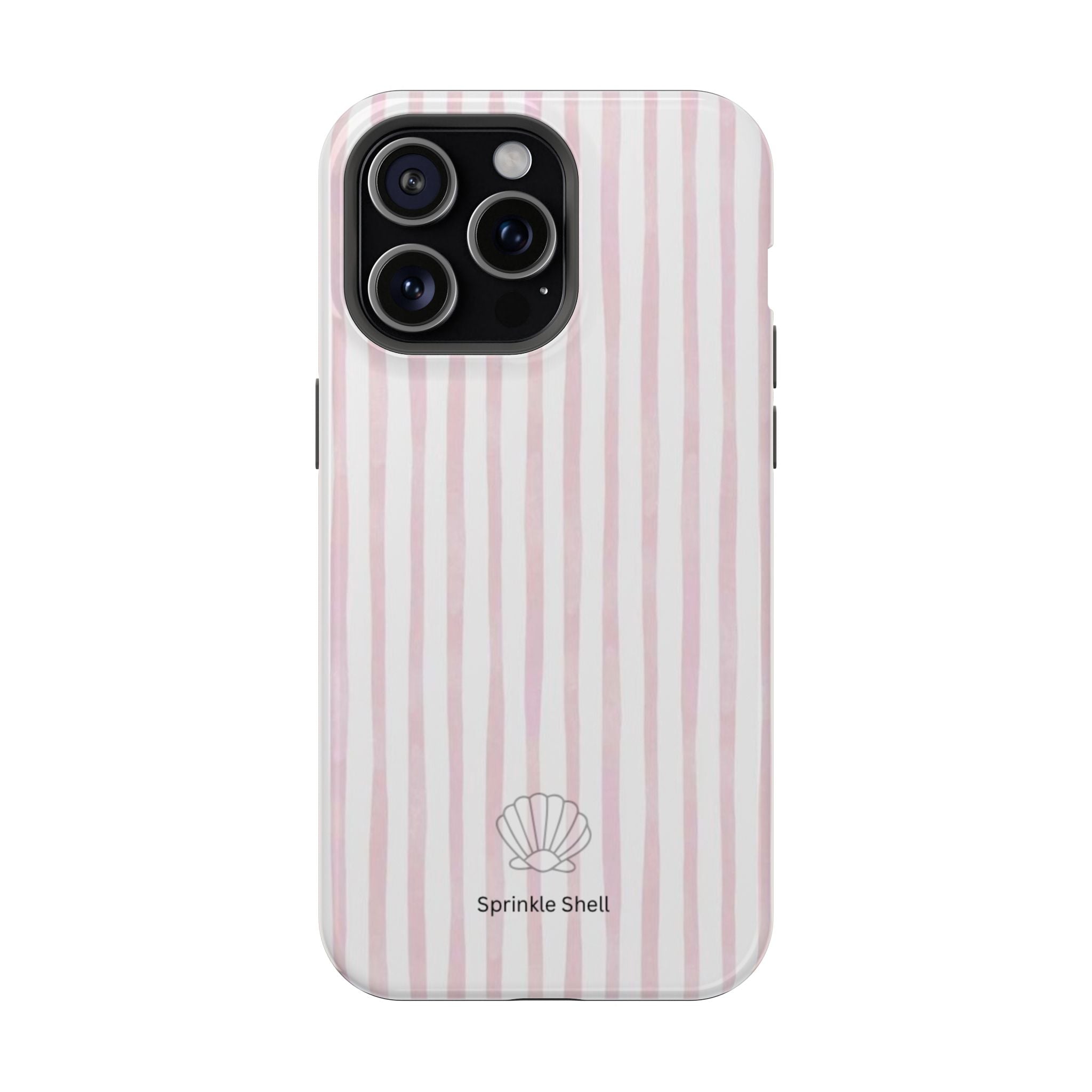 MagSafe pink and white striped case