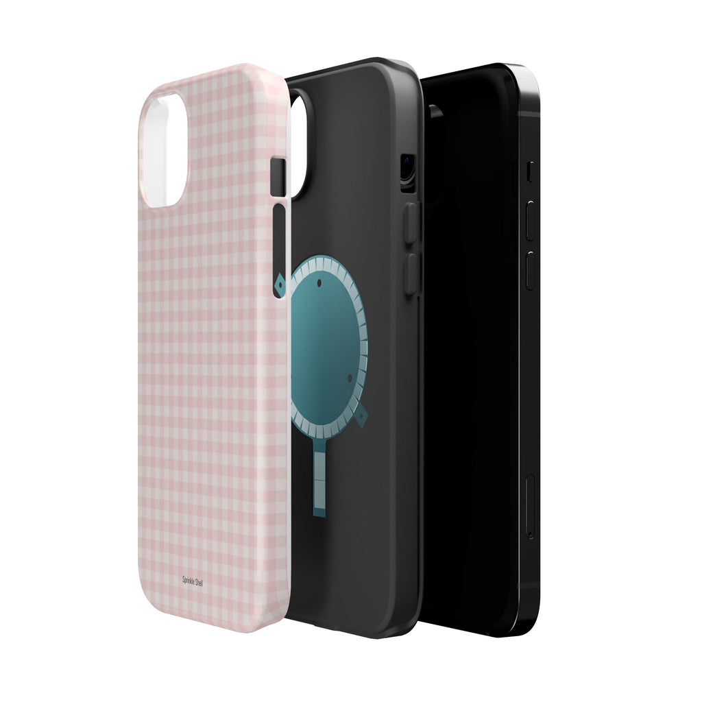 MagSafe light pink plaid case