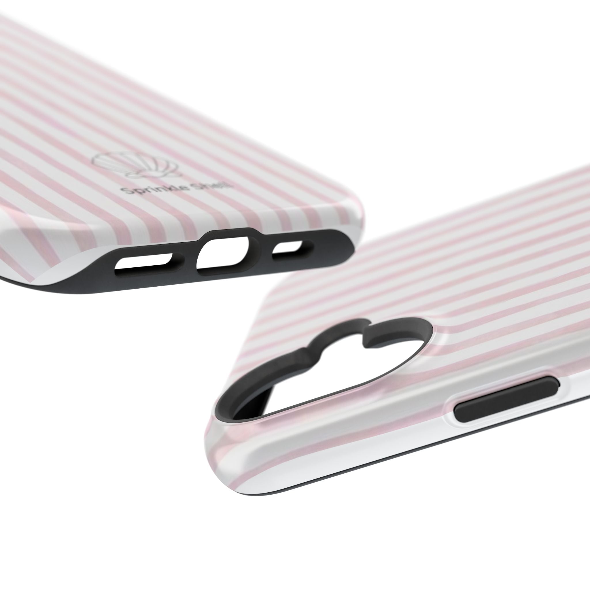 MagSafe pink and white striped case