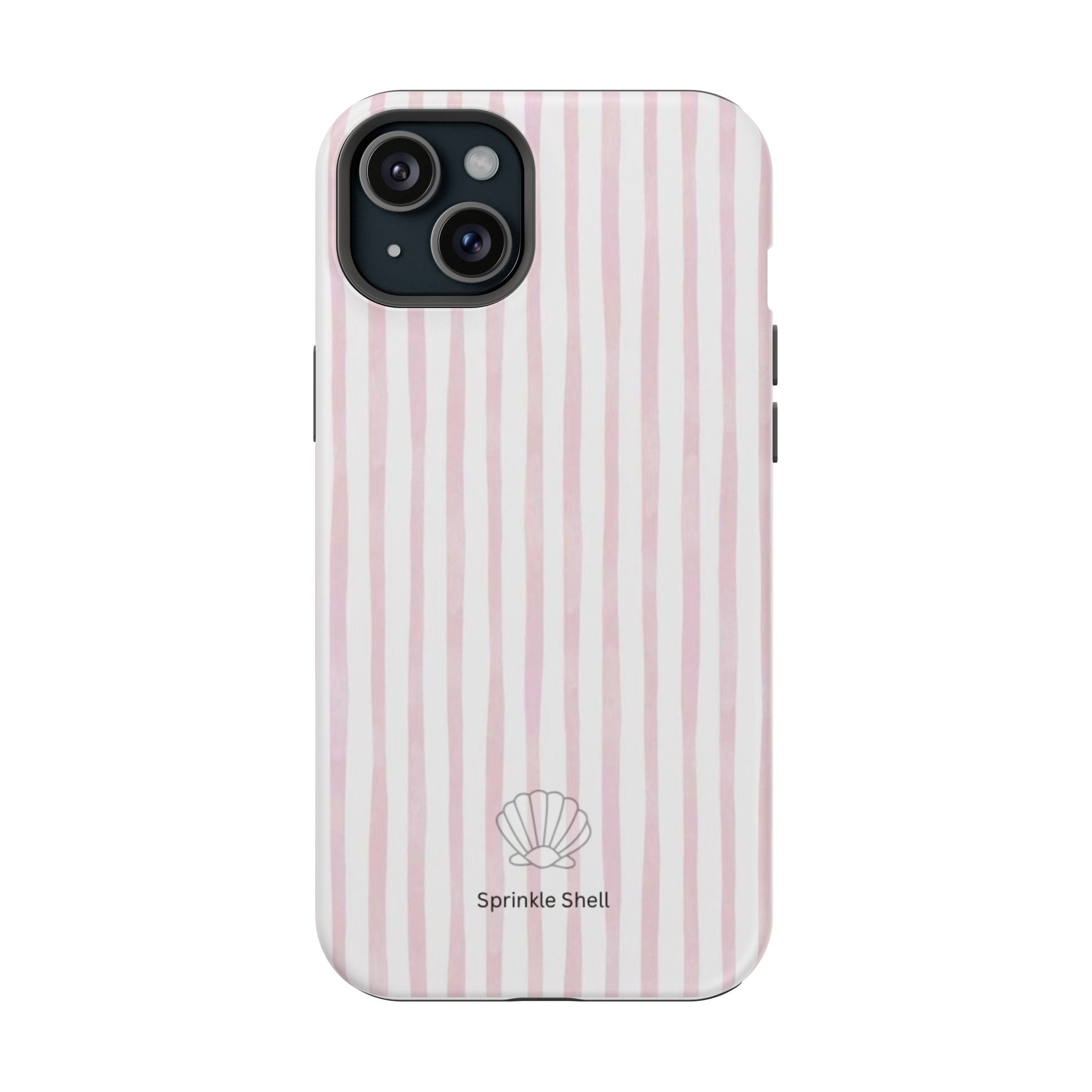MagSafe pink and white striped case