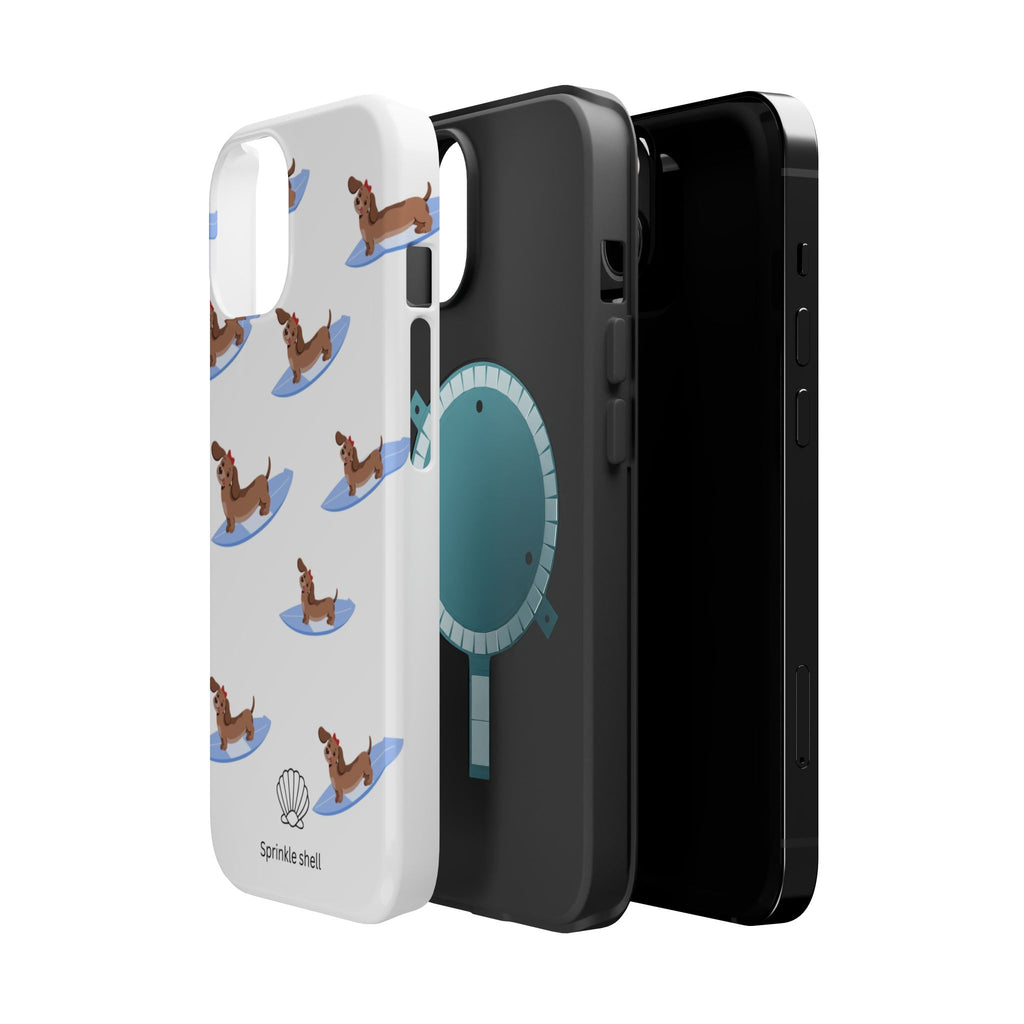 MagSafe surfing dachsund phone case