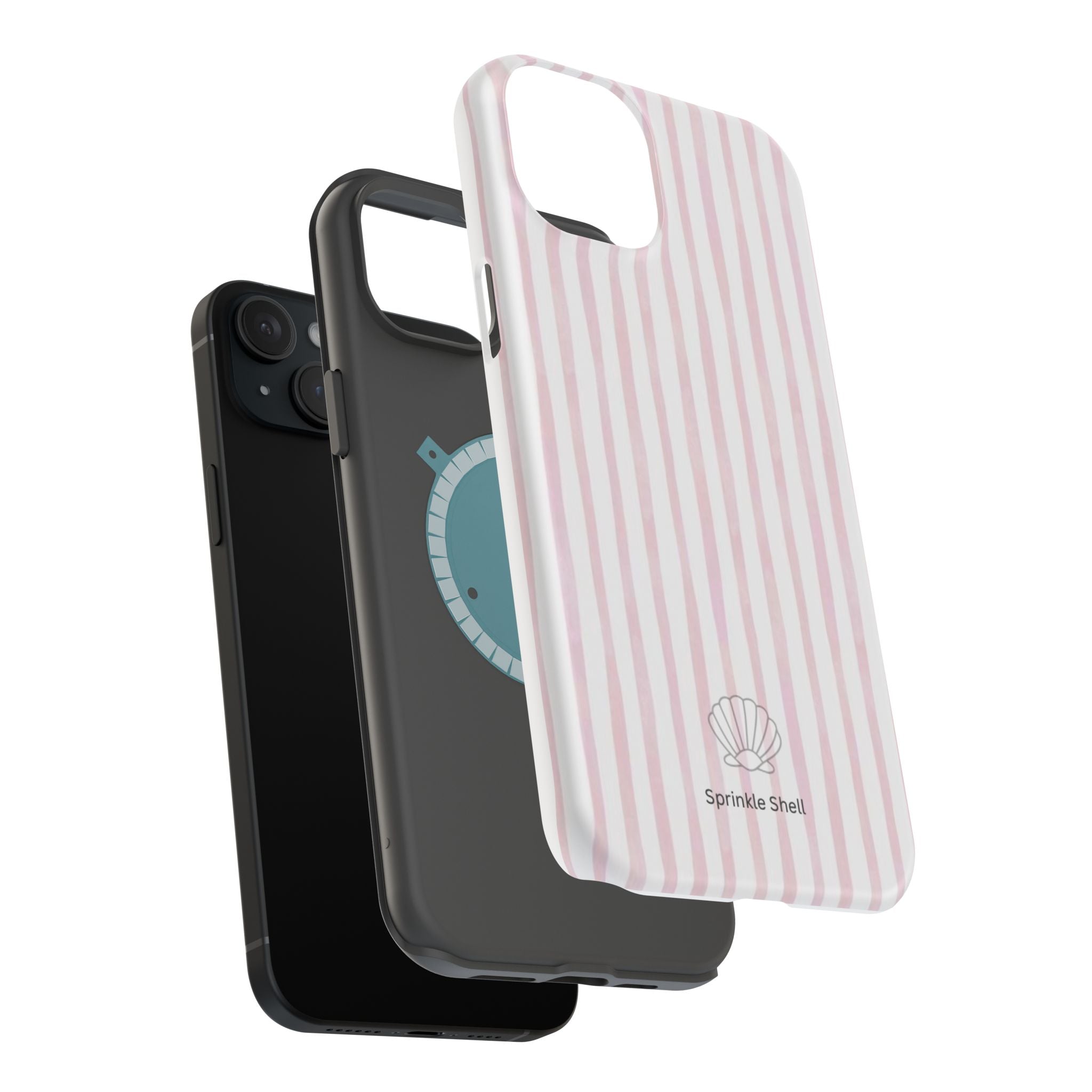 MagSafe pink and white striped case