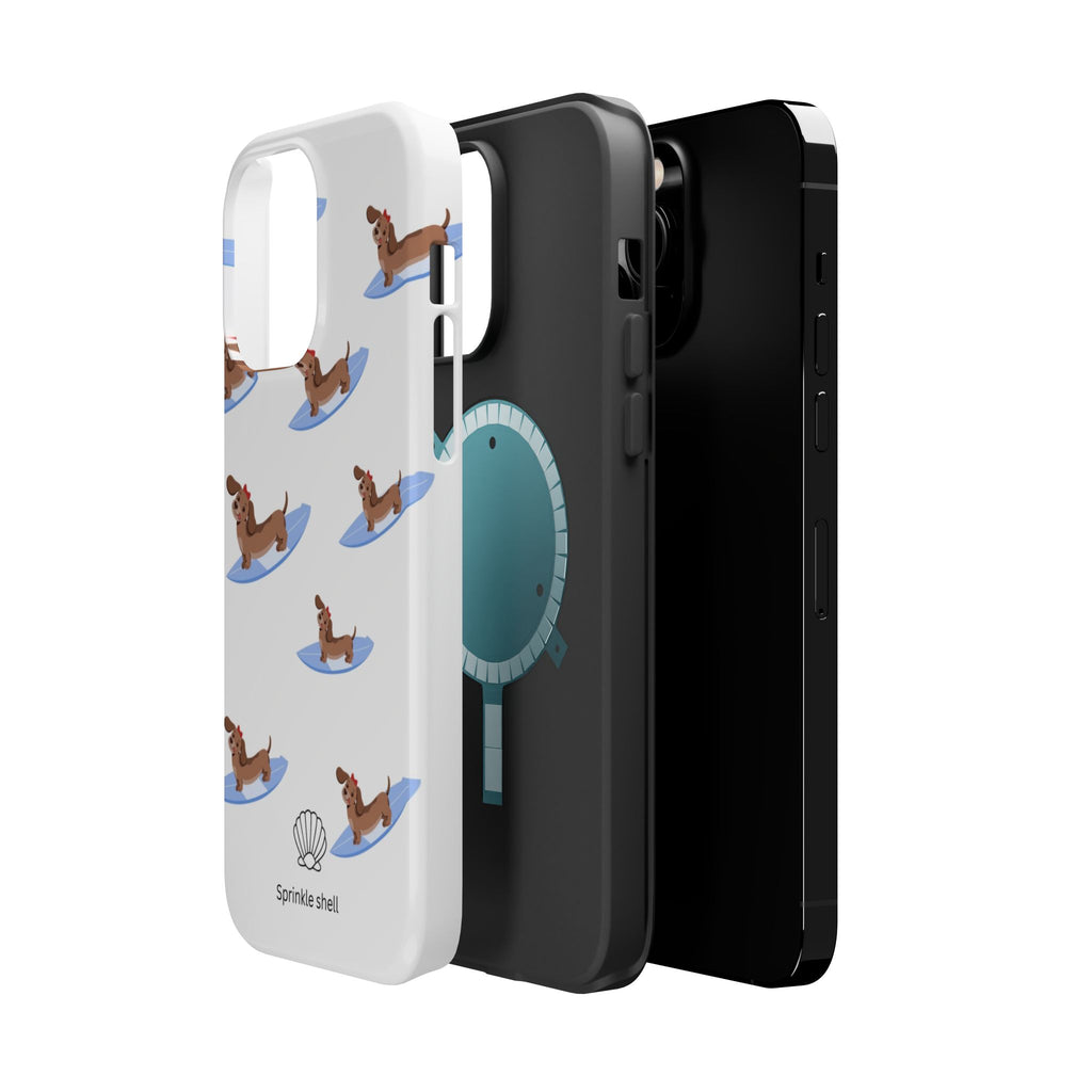 MagSafe surfing dachsund phone case