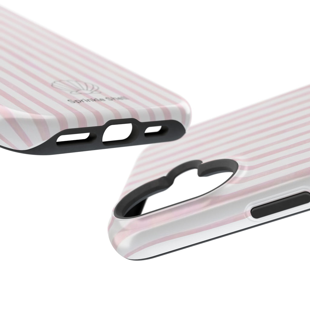 MagSafe pink and white striped case
