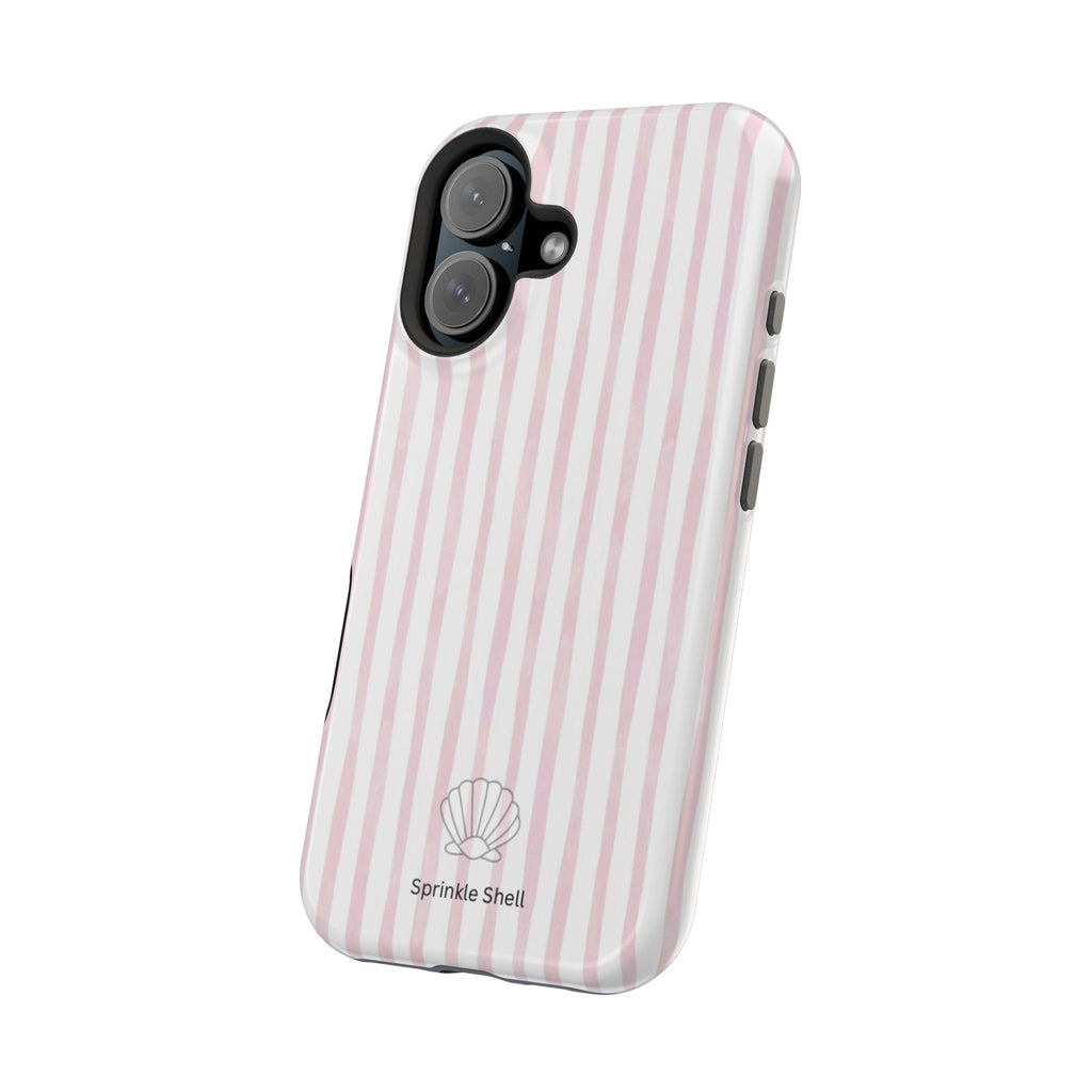 MagSafe pink and white striped case
