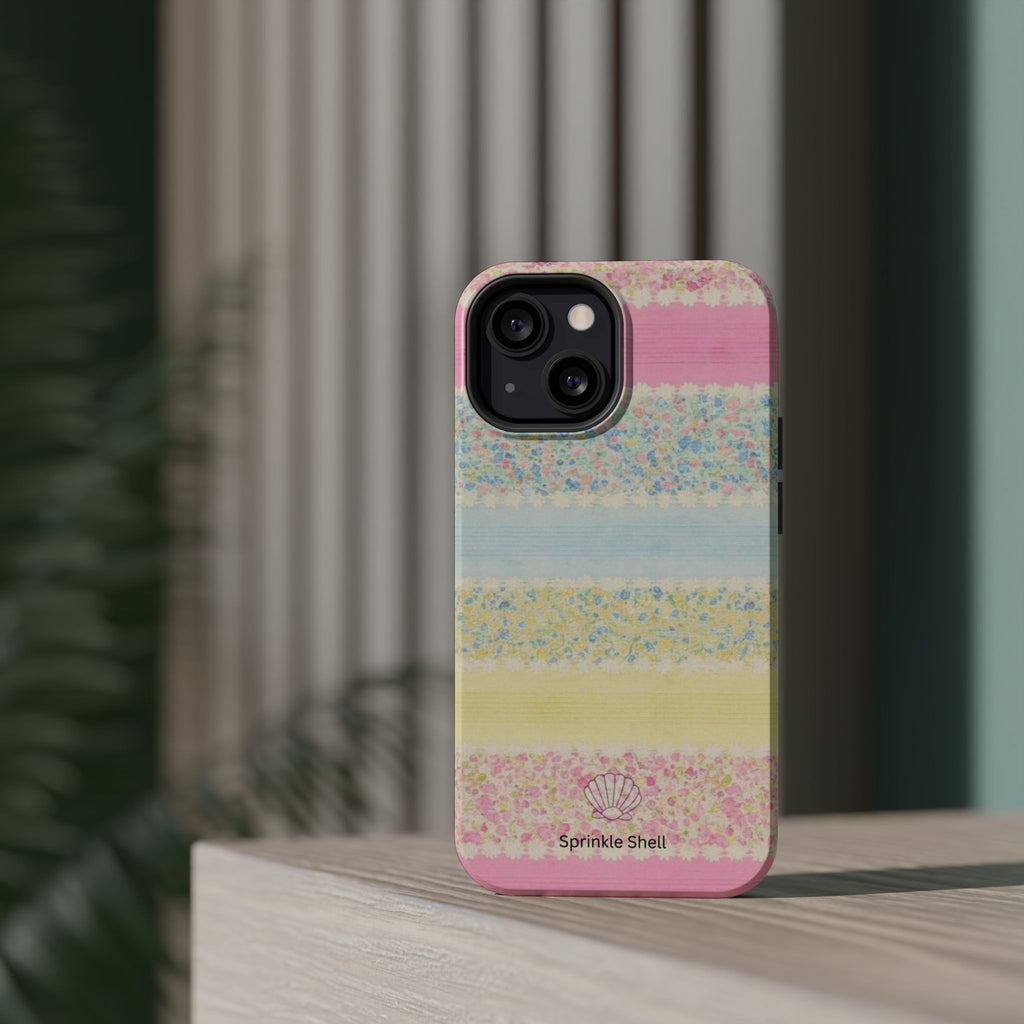MagSafe pastel floral striped case