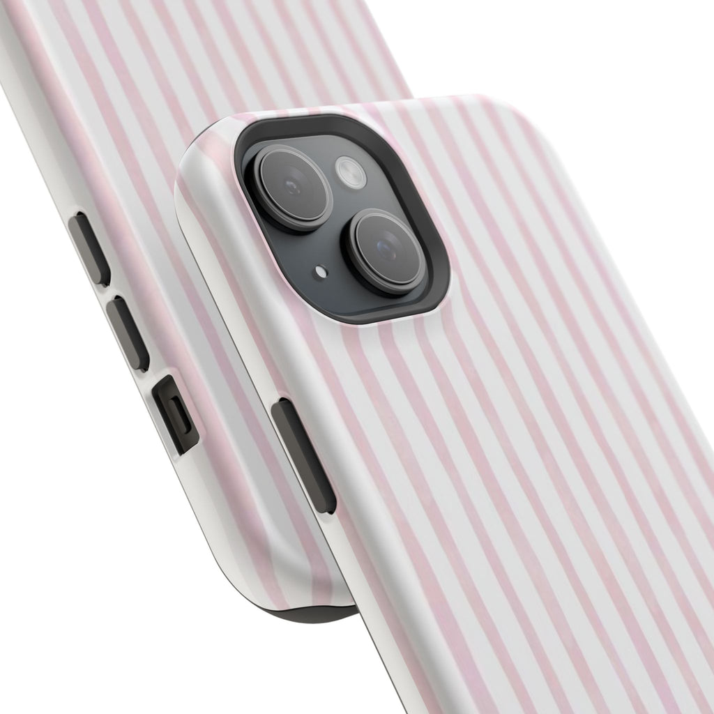 MagSafe pink and white striped case