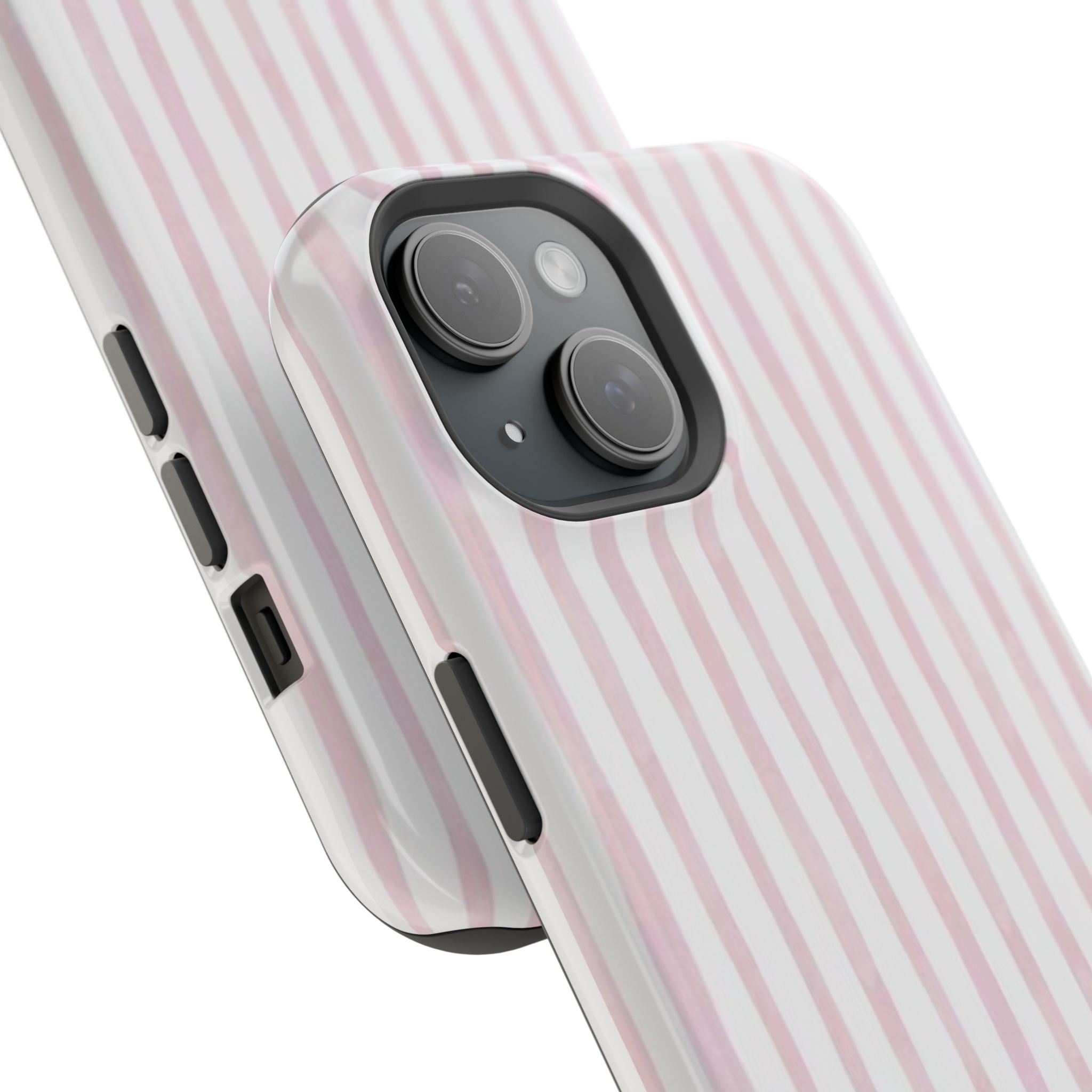 MagSafe pink and white striped case