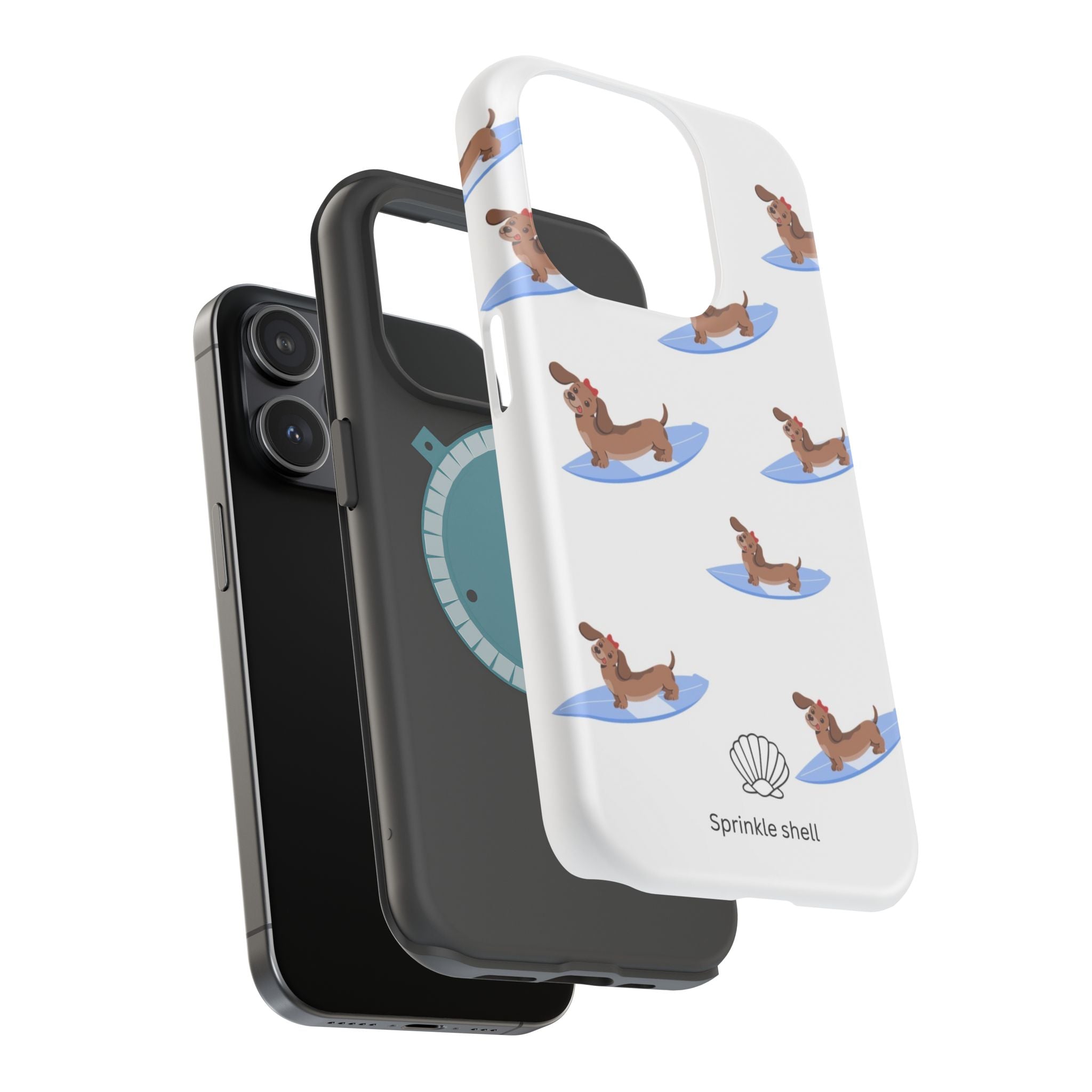MagSafe surfing dachsund phone case