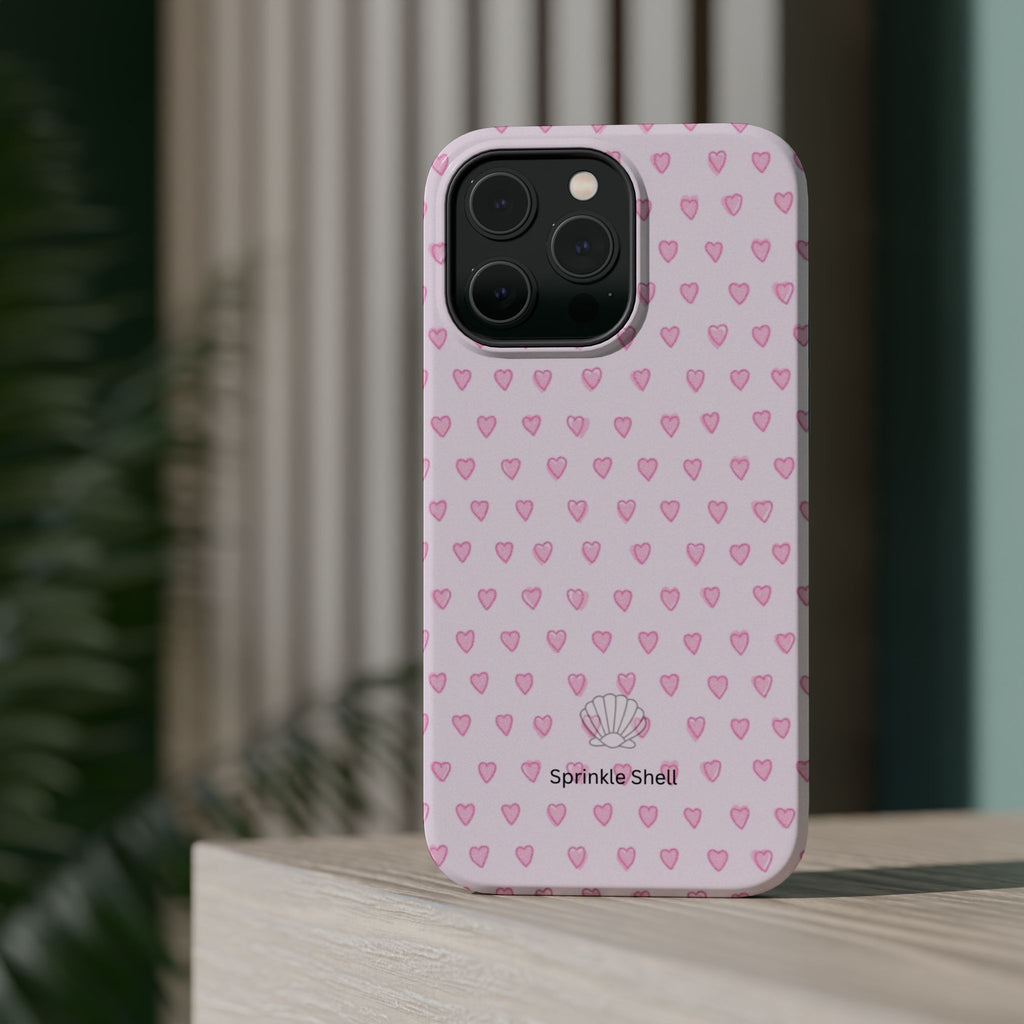 MagSafe pink hearts case