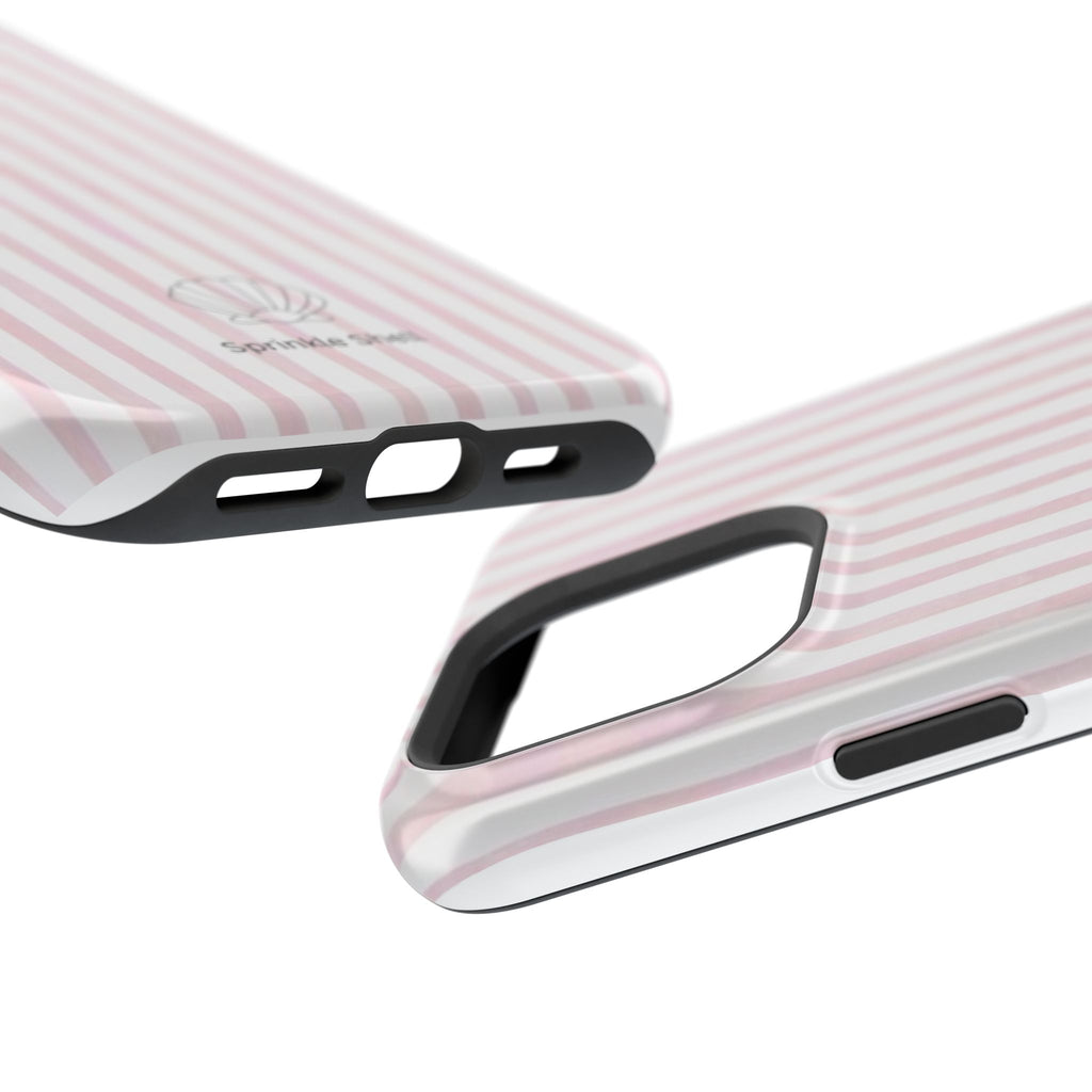MagSafe pink and white striped case