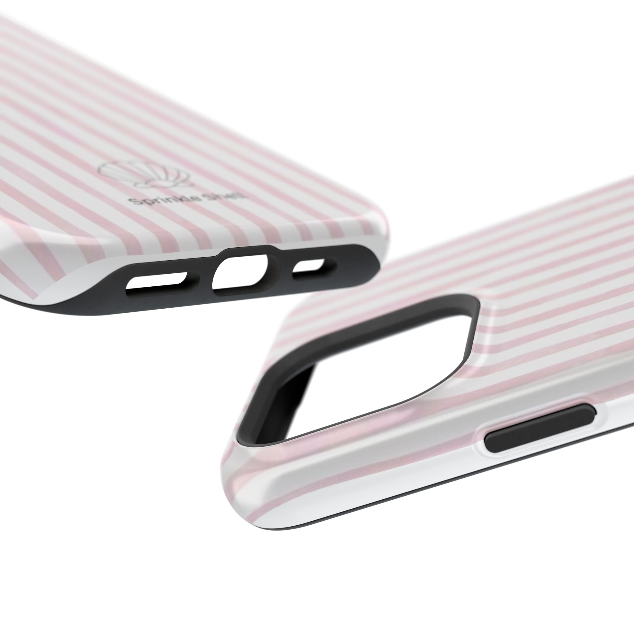 MagSafe pink and white striped case
