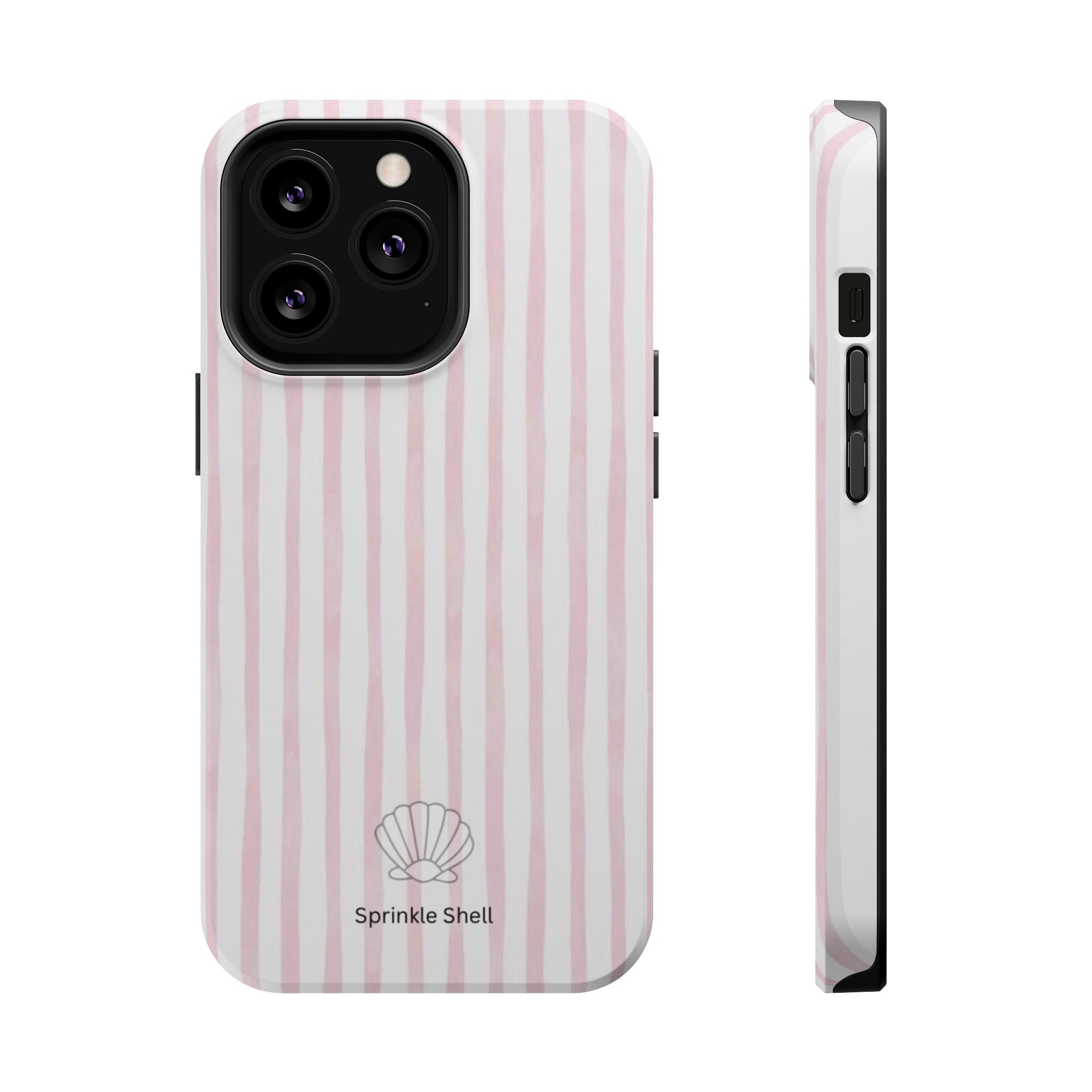 MagSafe pink and white striped case
