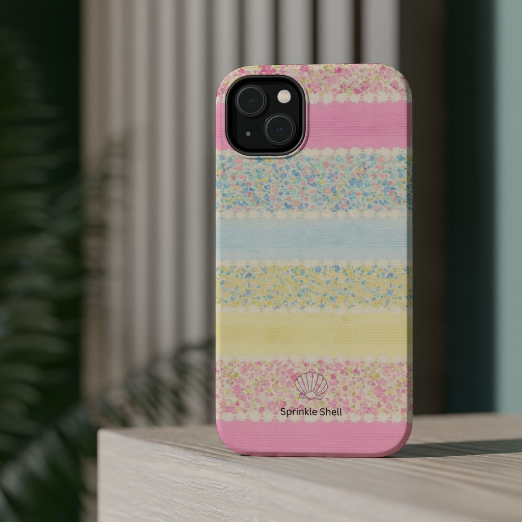 MagSafe pastel floral striped case