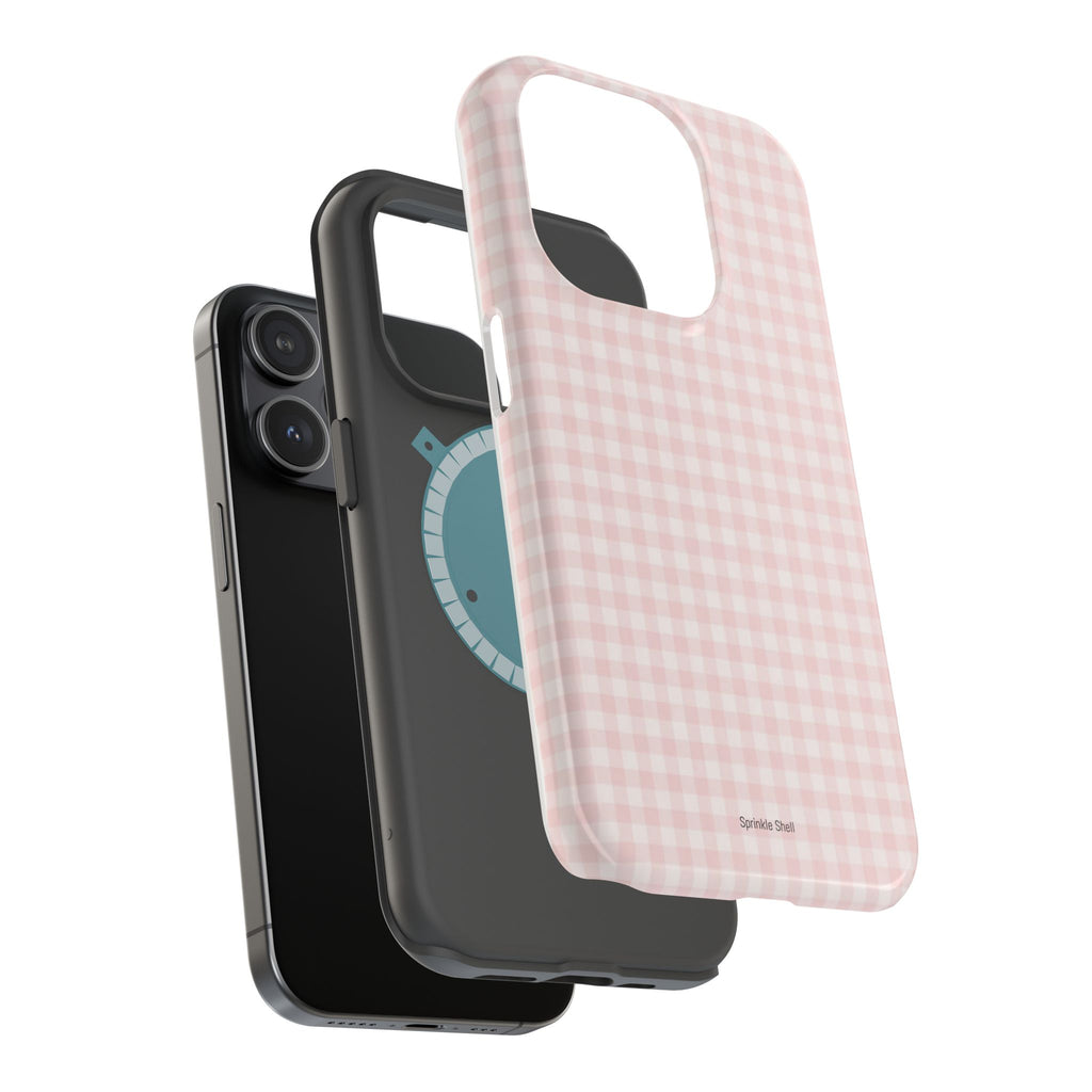 MagSafe light pink plaid case