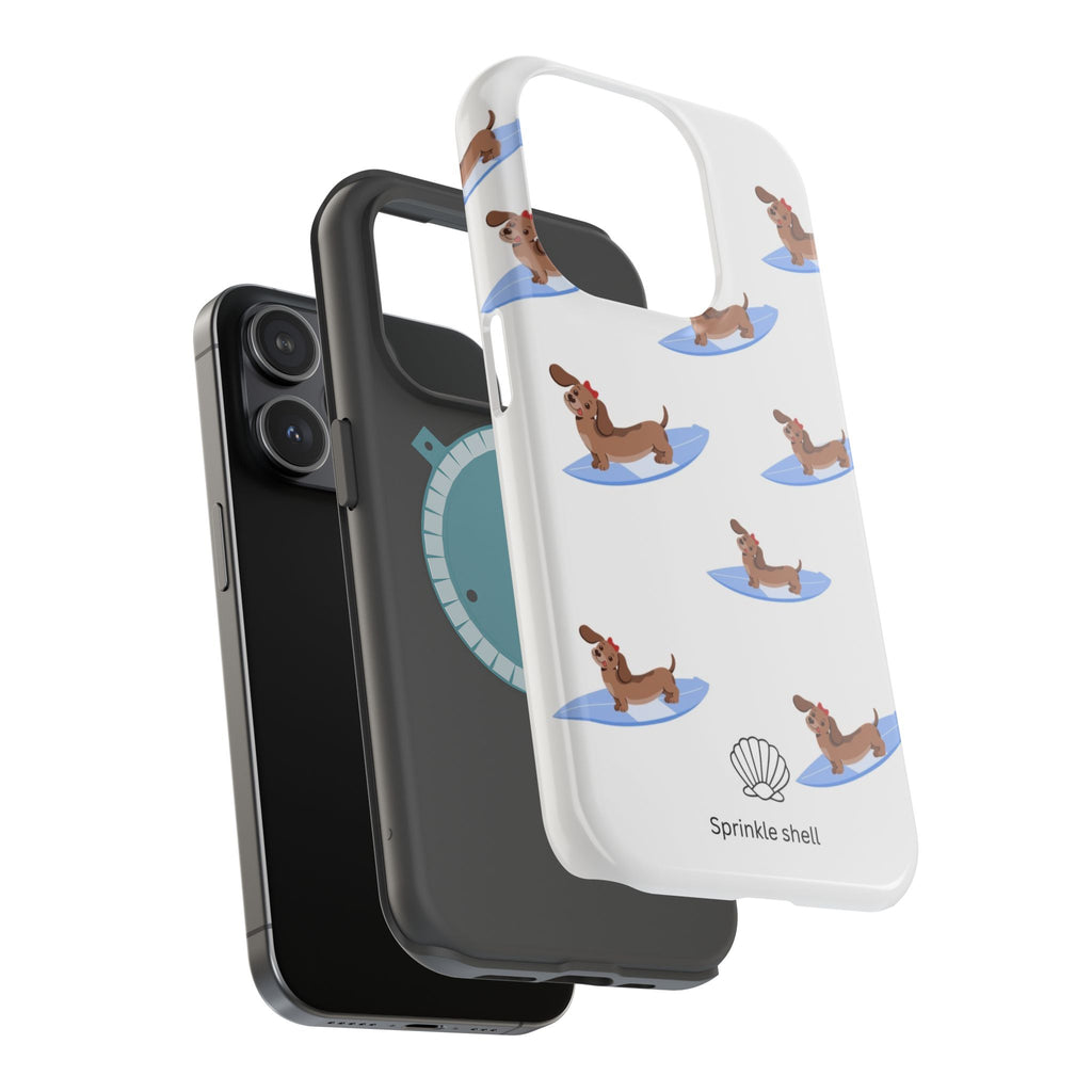 MagSafe surfing dachsund phone case