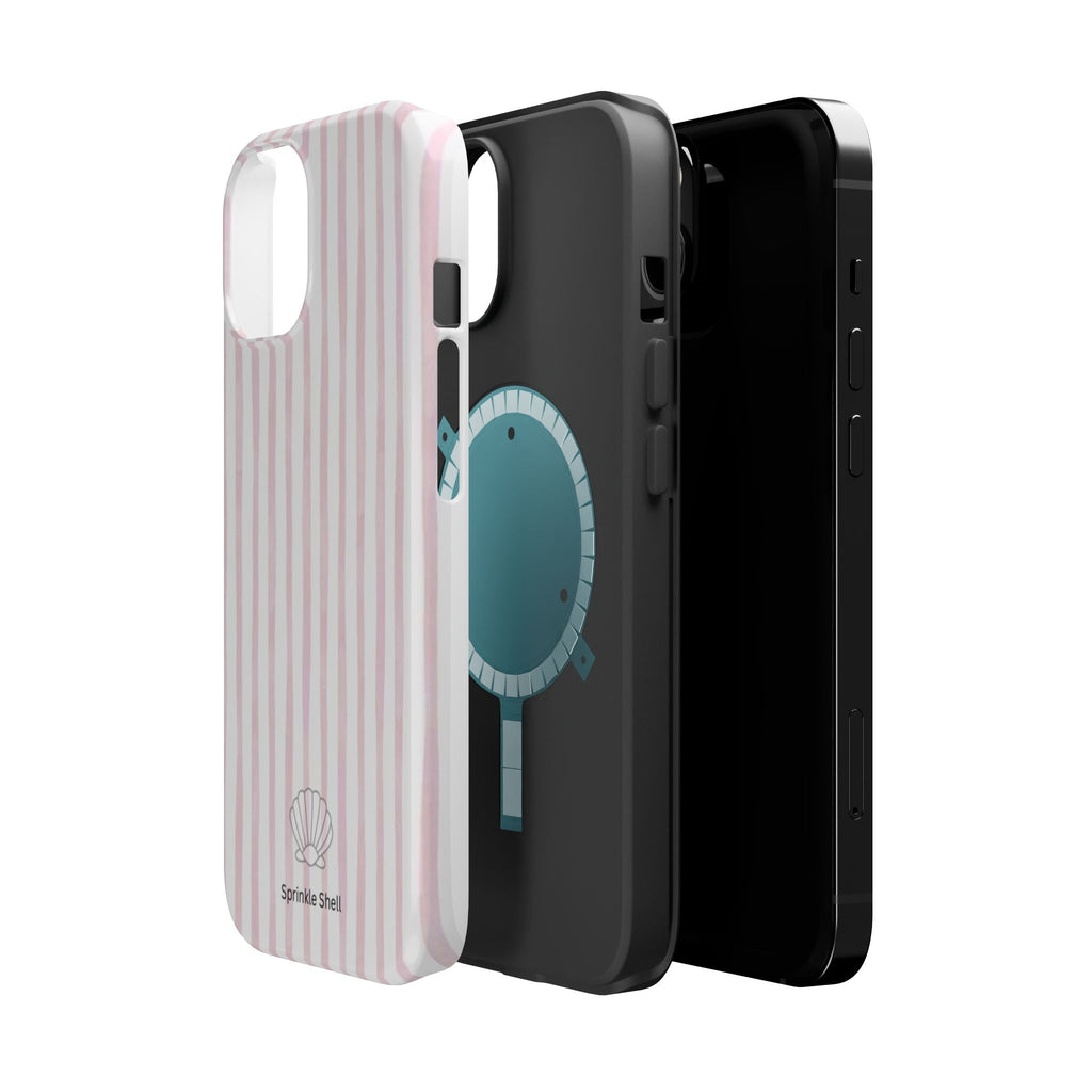 MagSafe pink and white striped case