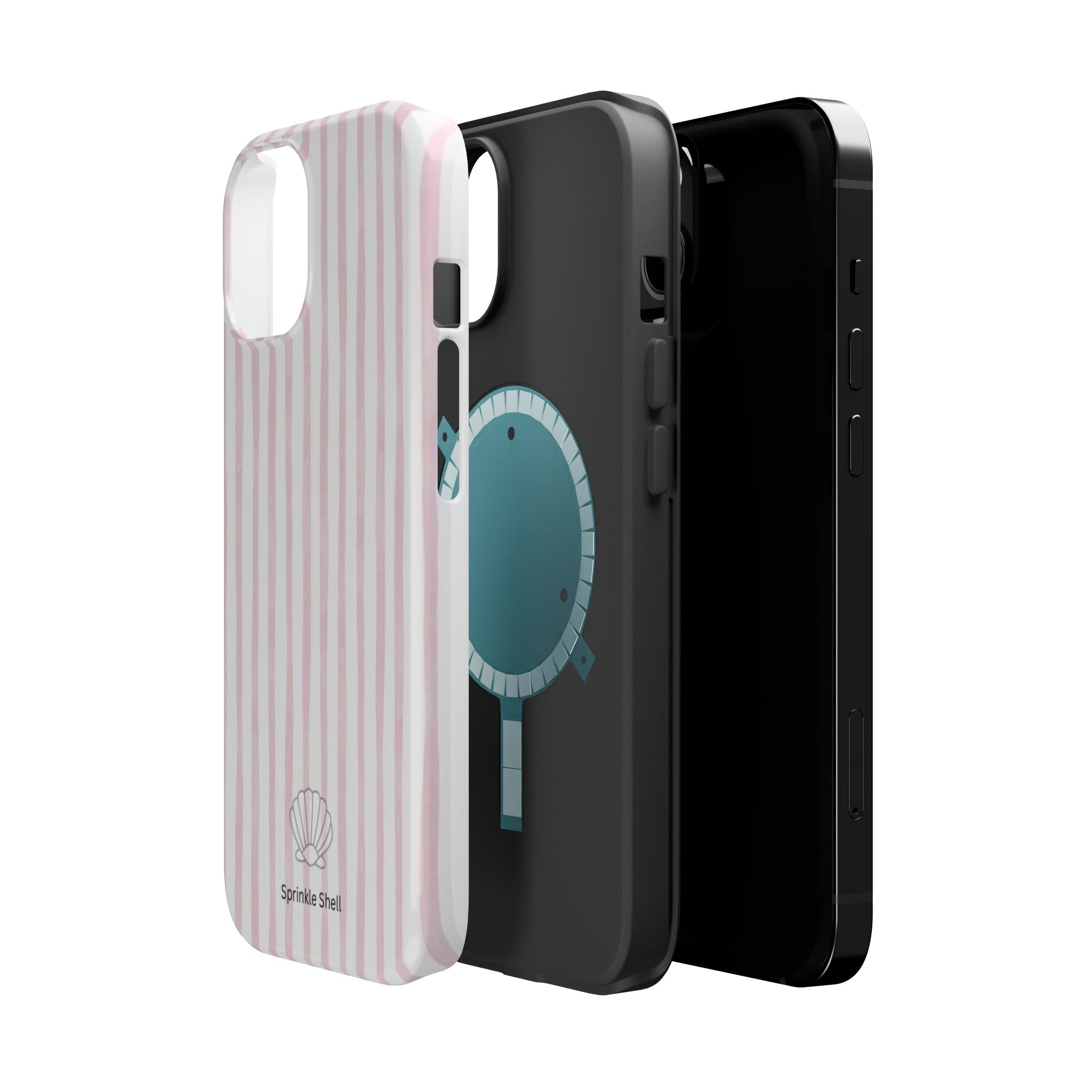 MagSafe pink and white striped case