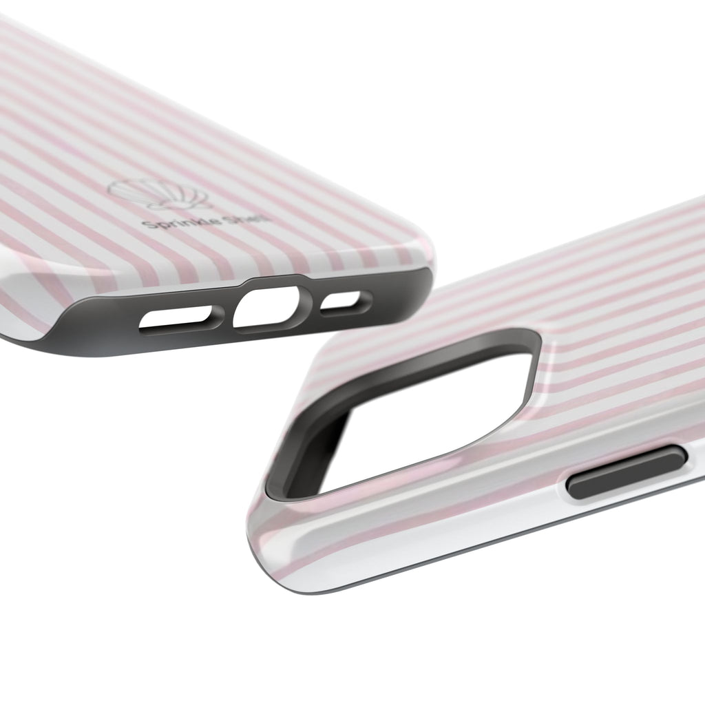 MagSafe pink and white striped case