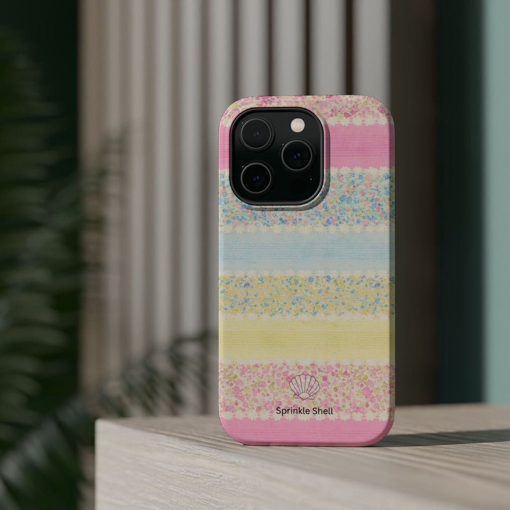 MagSafe pastel floral striped case
