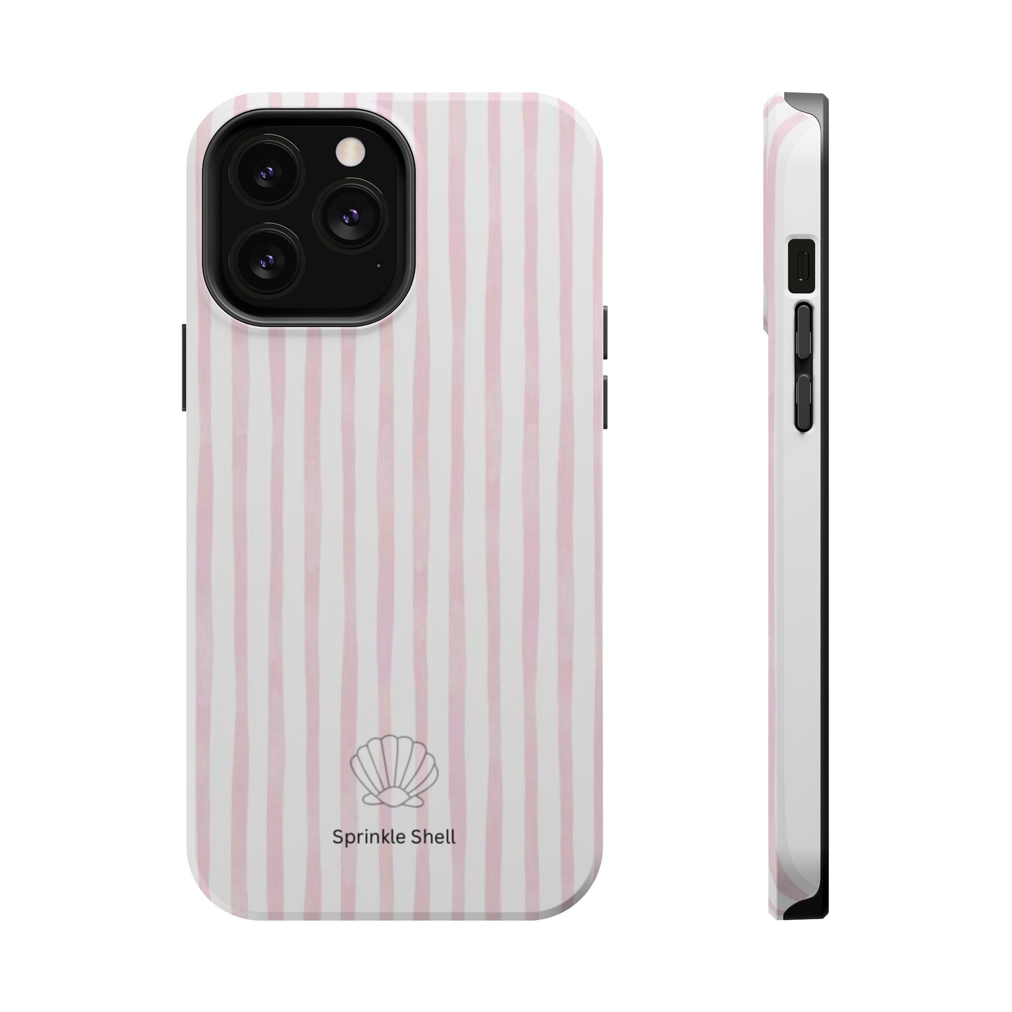 MagSafe pink and white striped case