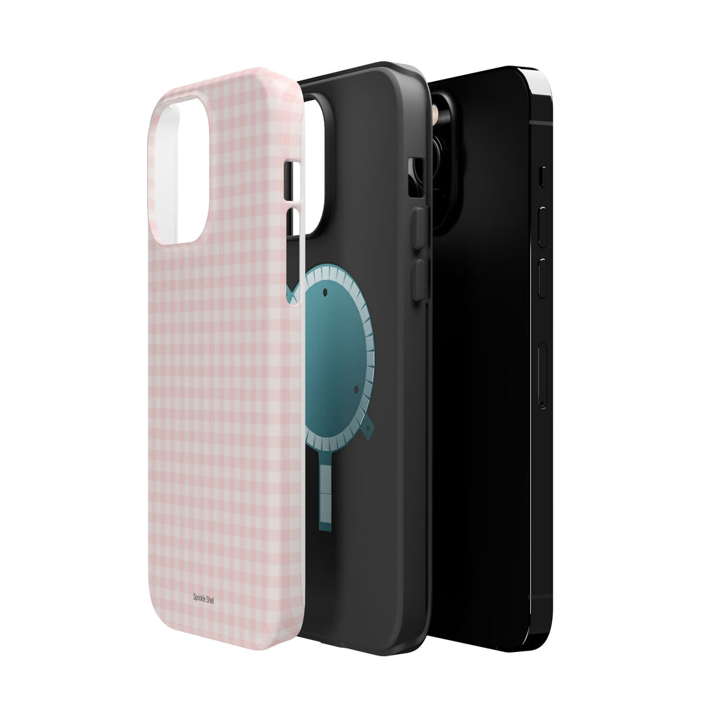 MagSafe light pink plaid case