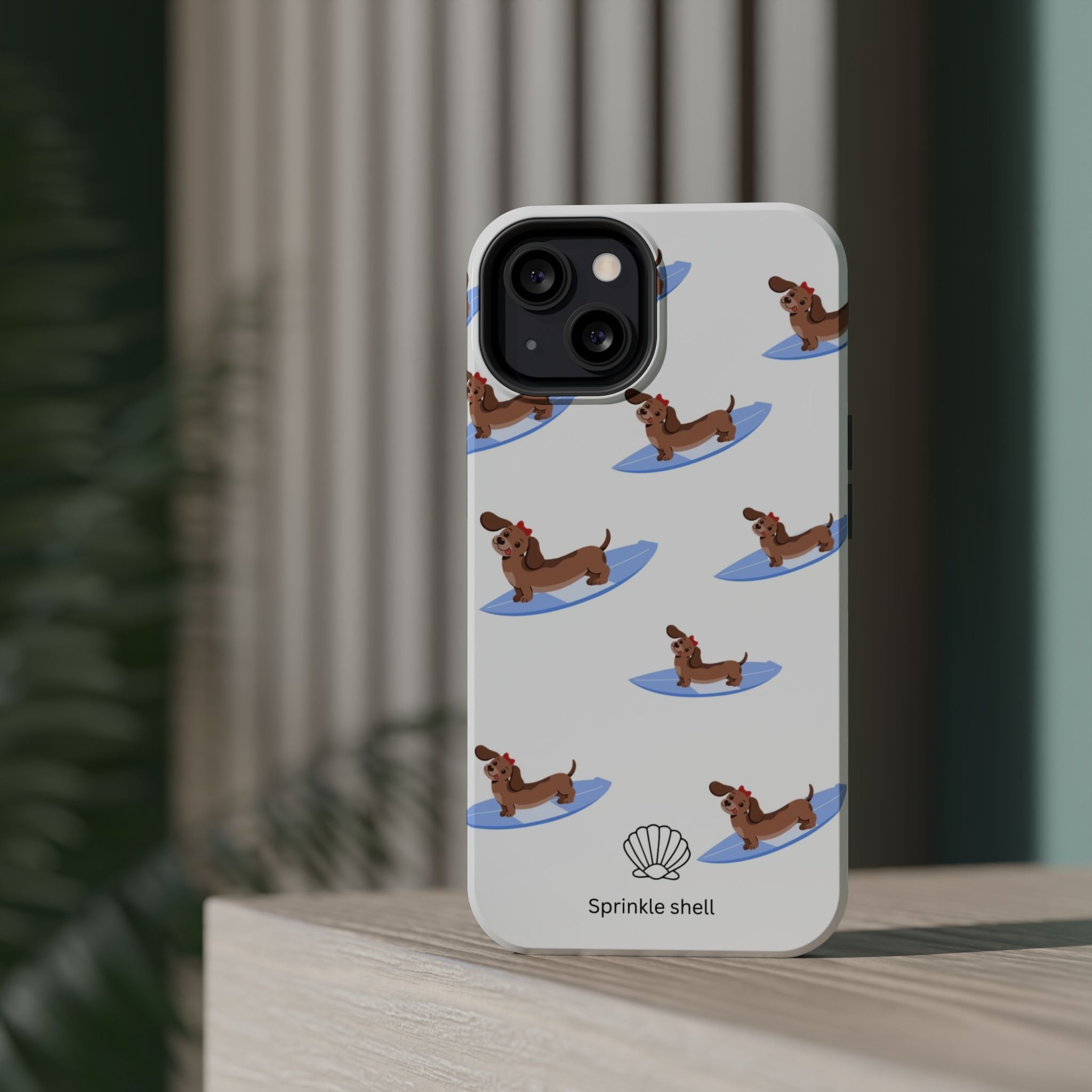 MagSafe surfing dachsund phone case