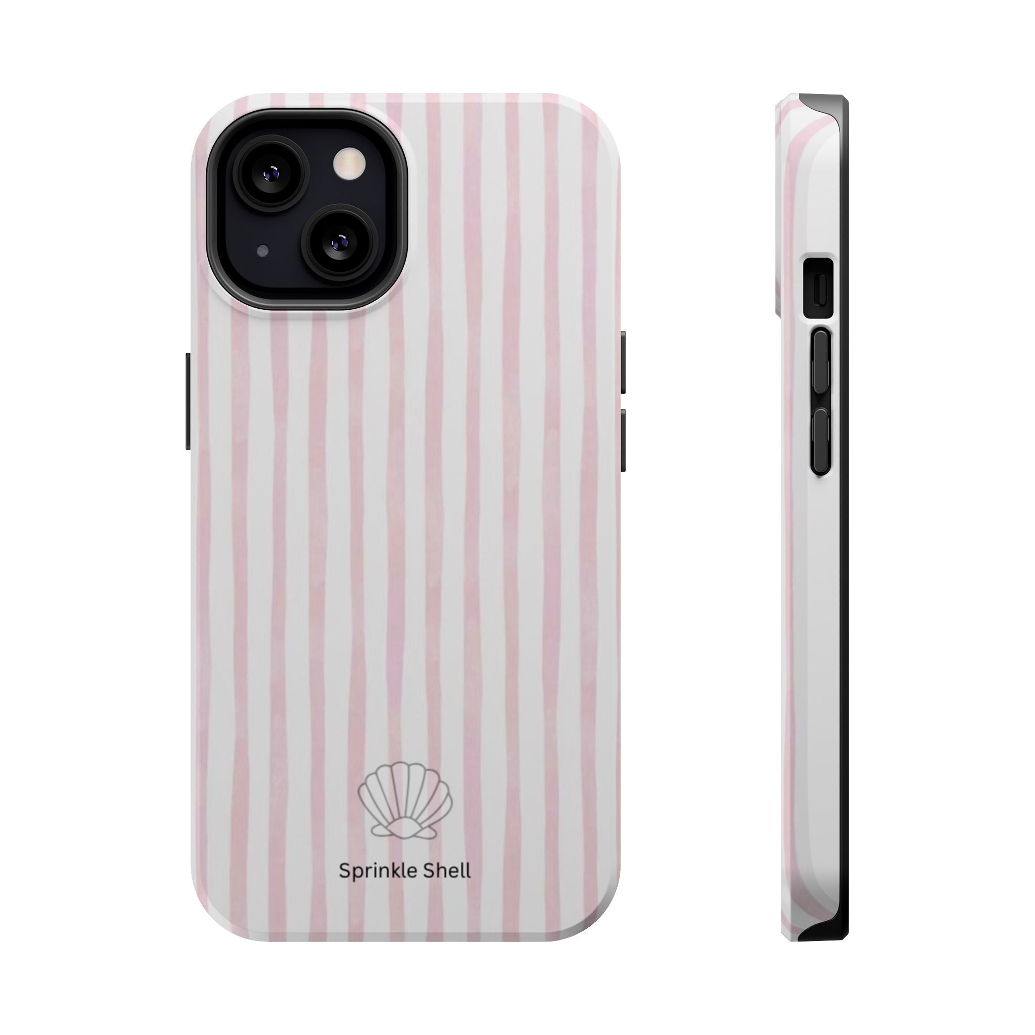 MagSafe pink and white striped case
