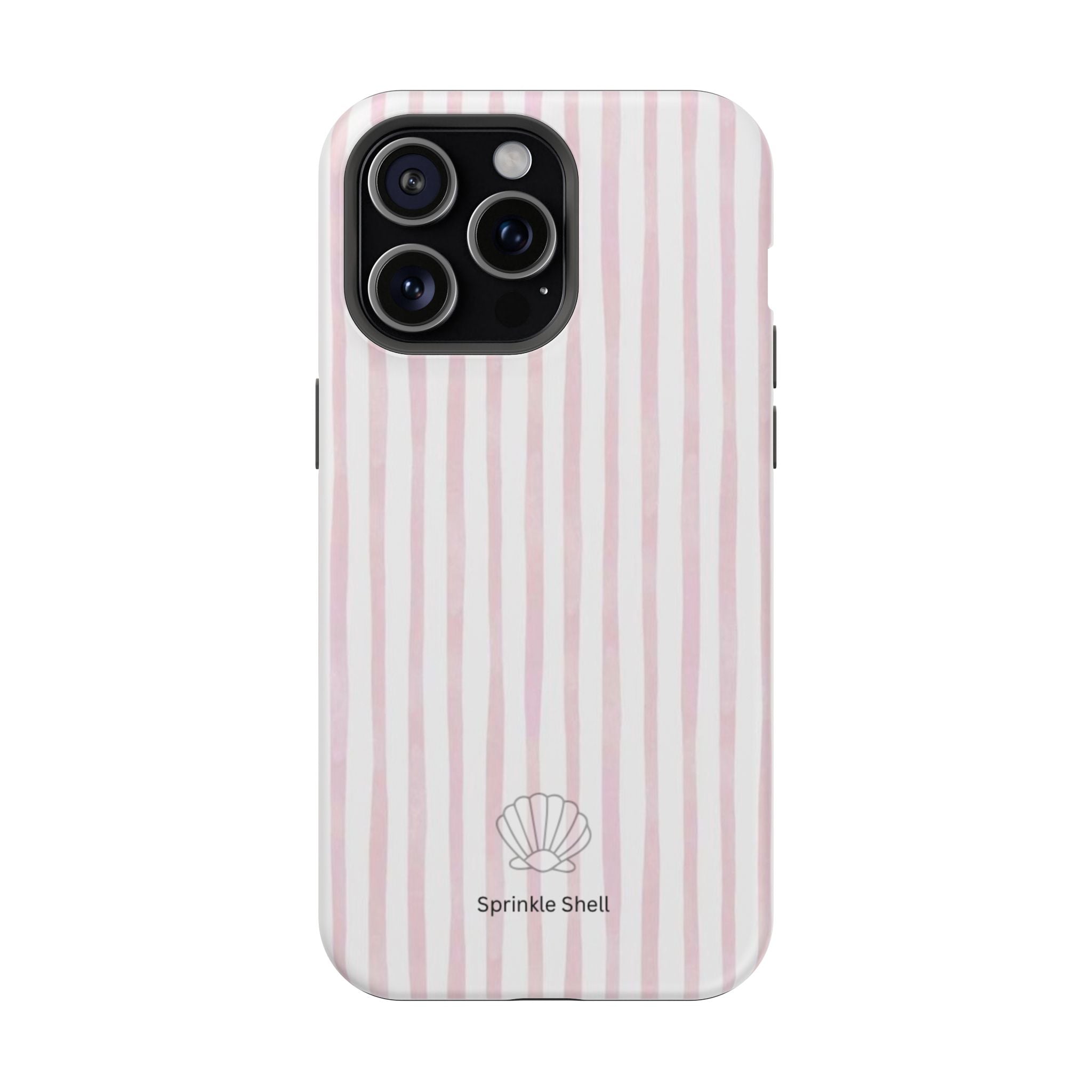 MagSafe pink and white striped case