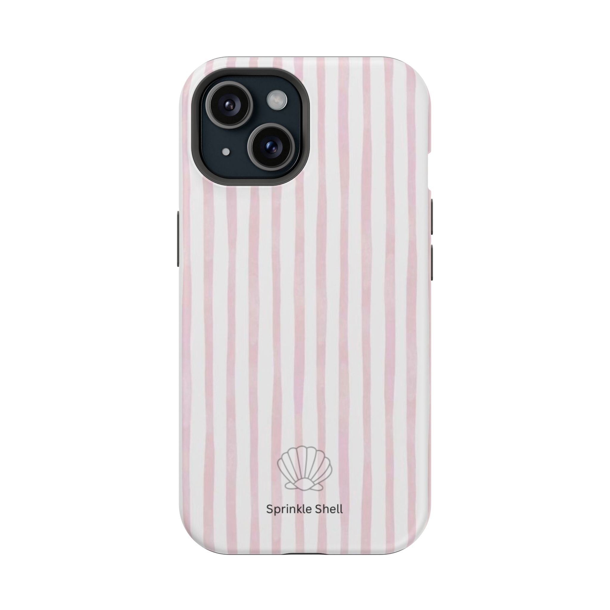 MagSafe pink and white striped case