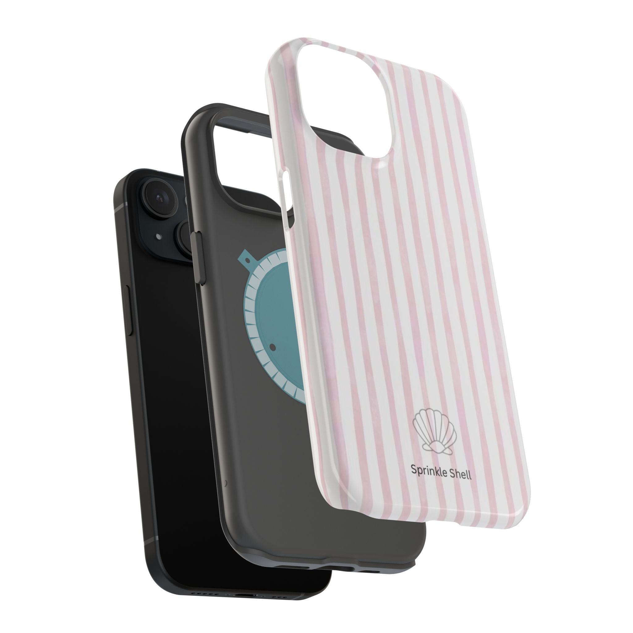 MagSafe pink and white striped case