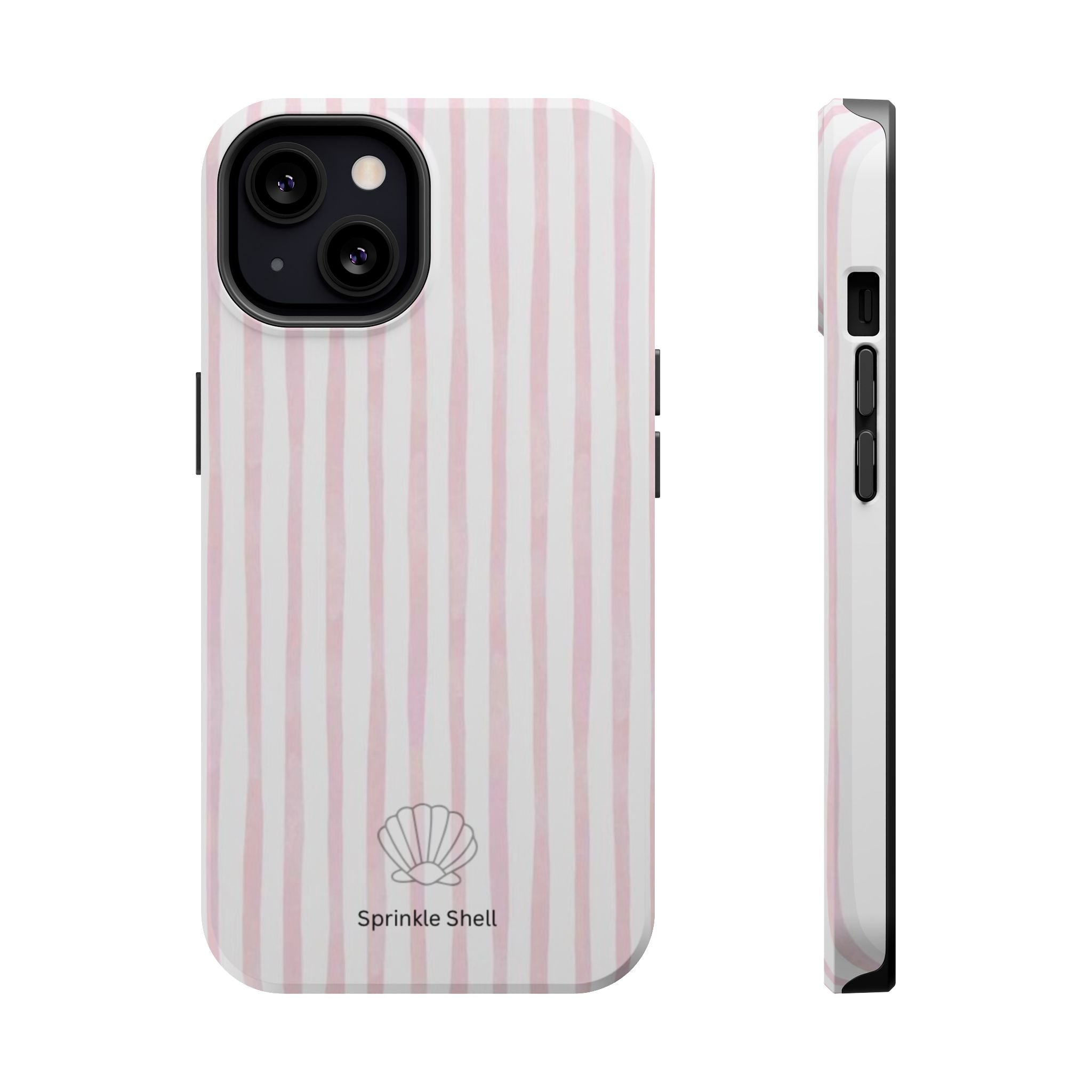 MagSafe pink and white striped case