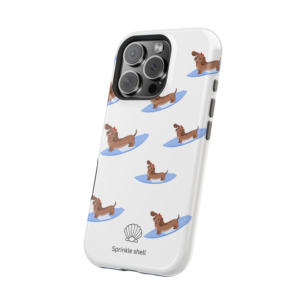 MagSafe surfing dachsund phone case