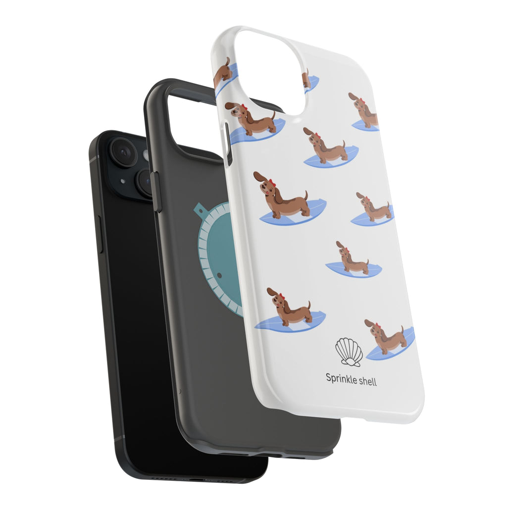 MagSafe surfing dachsund phone case
