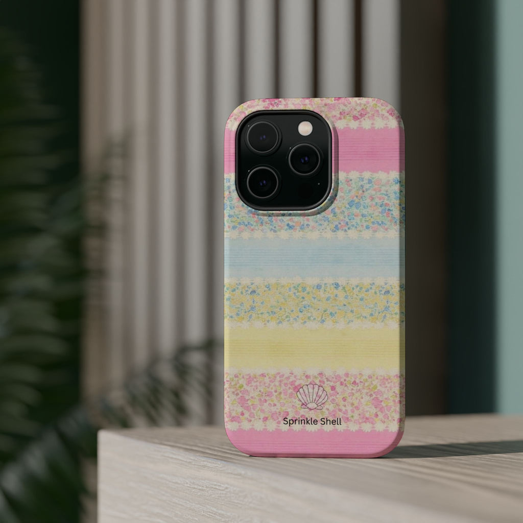 MagSafe pastel floral striped case