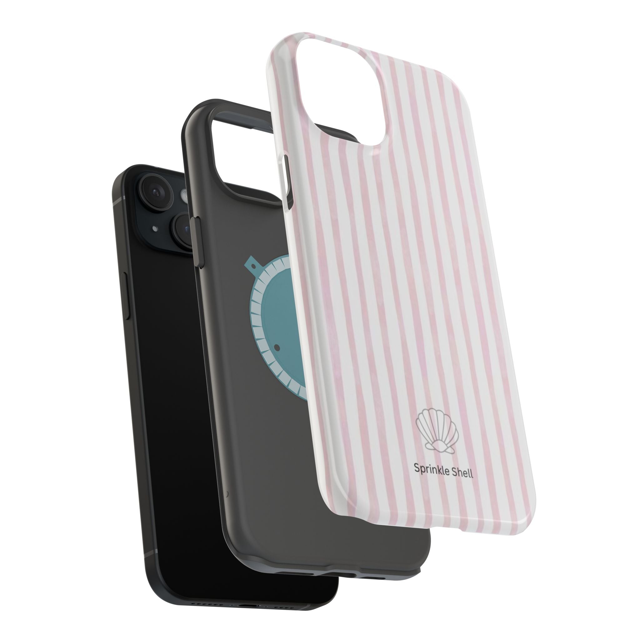 MagSafe pink and white striped case