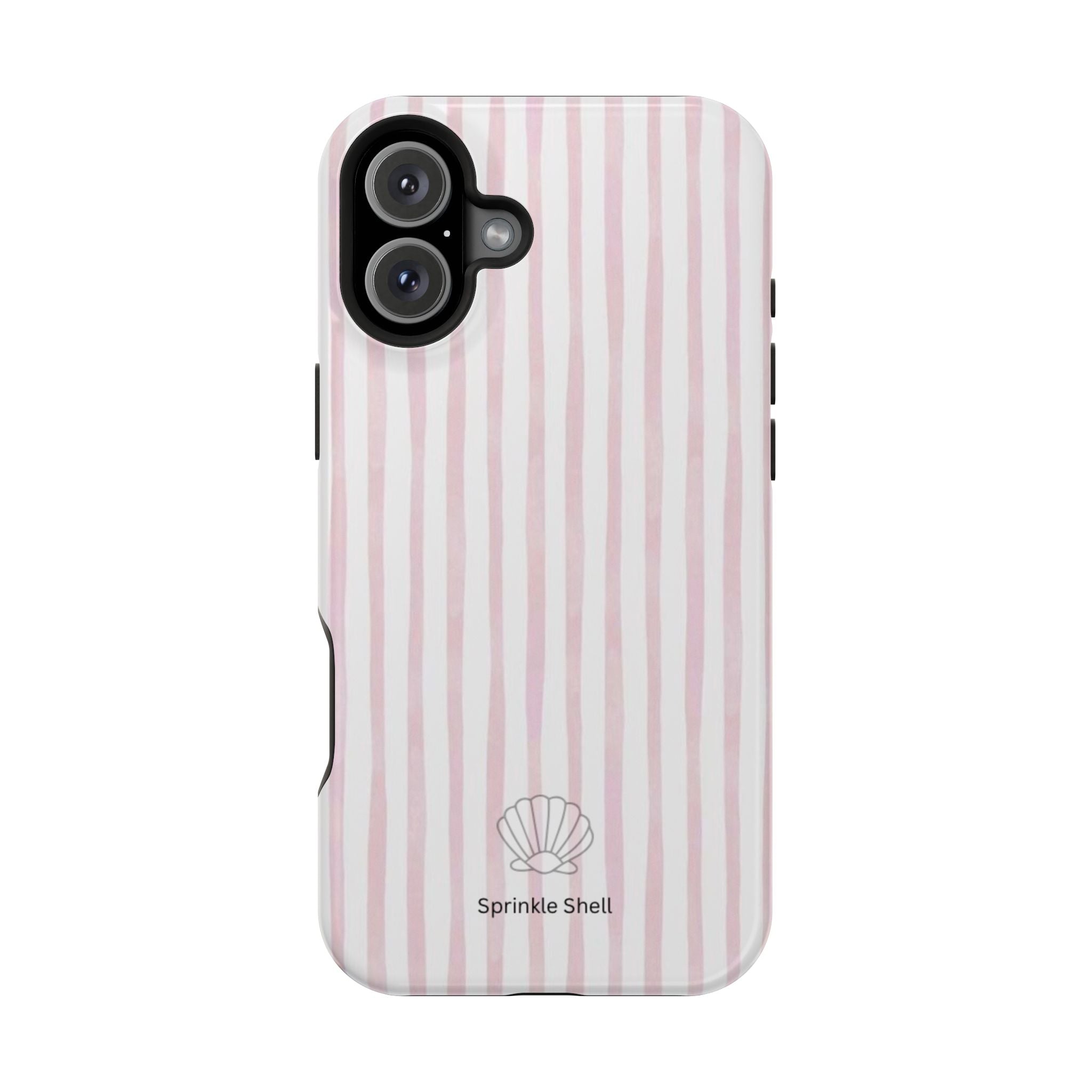 MagSafe pink and white striped case