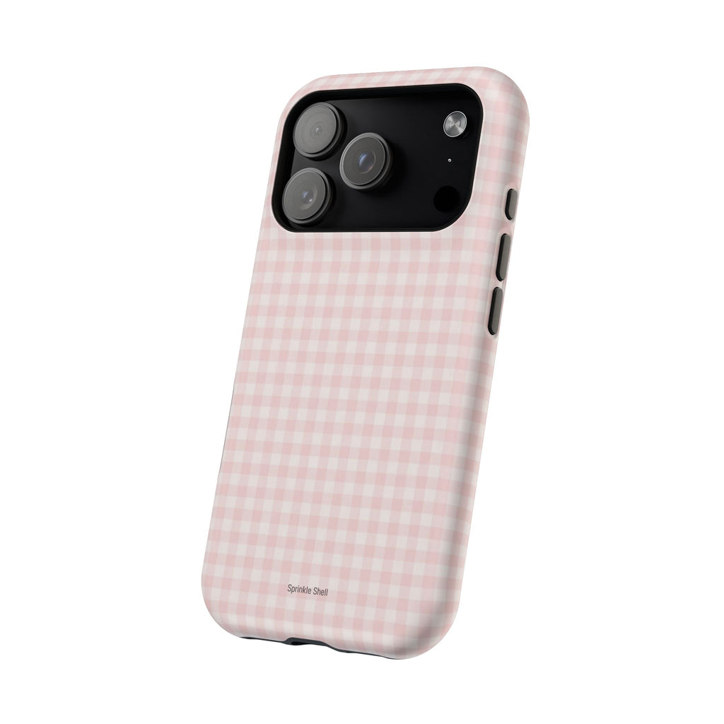 MagSafe light pink plaid case