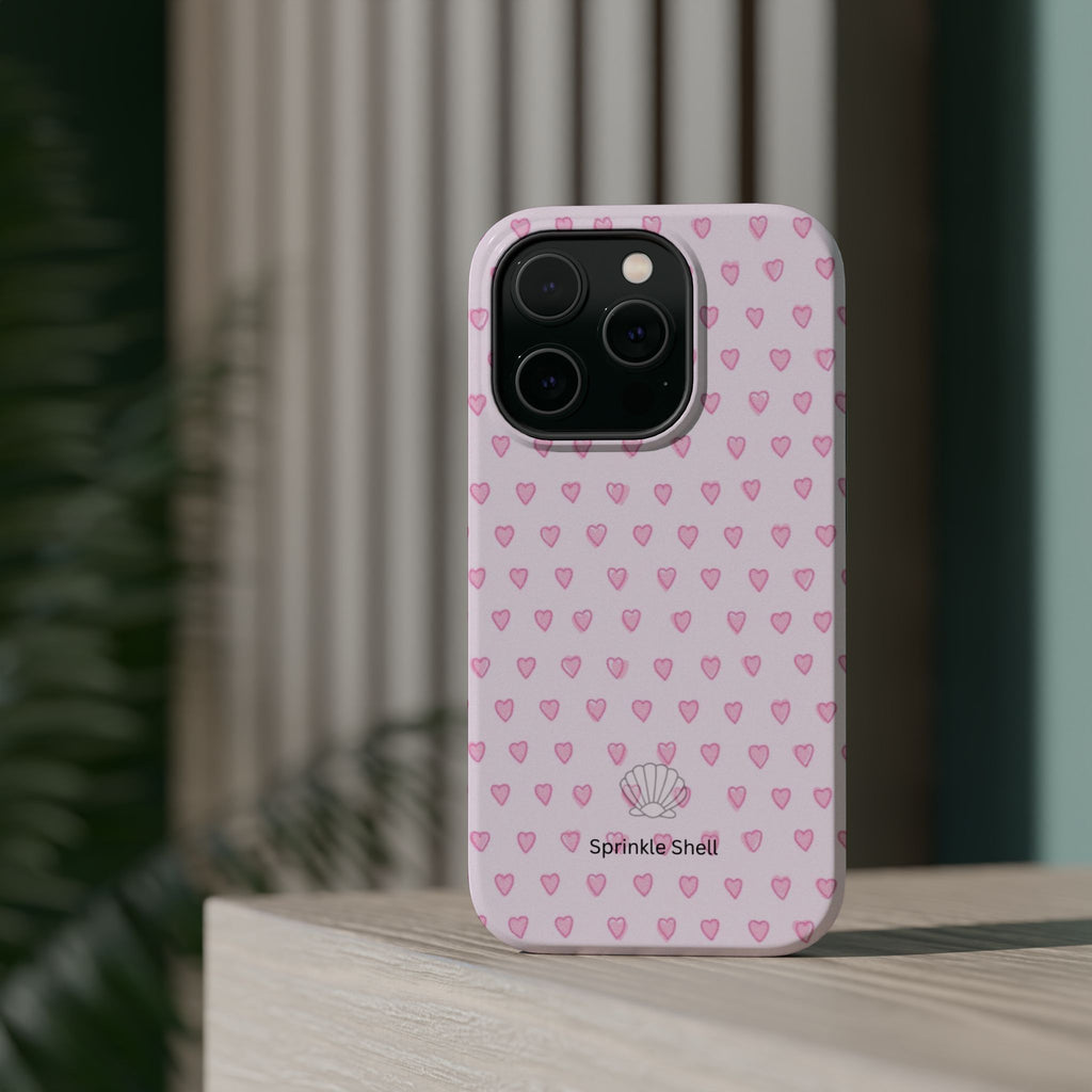MagSafe pink hearts case